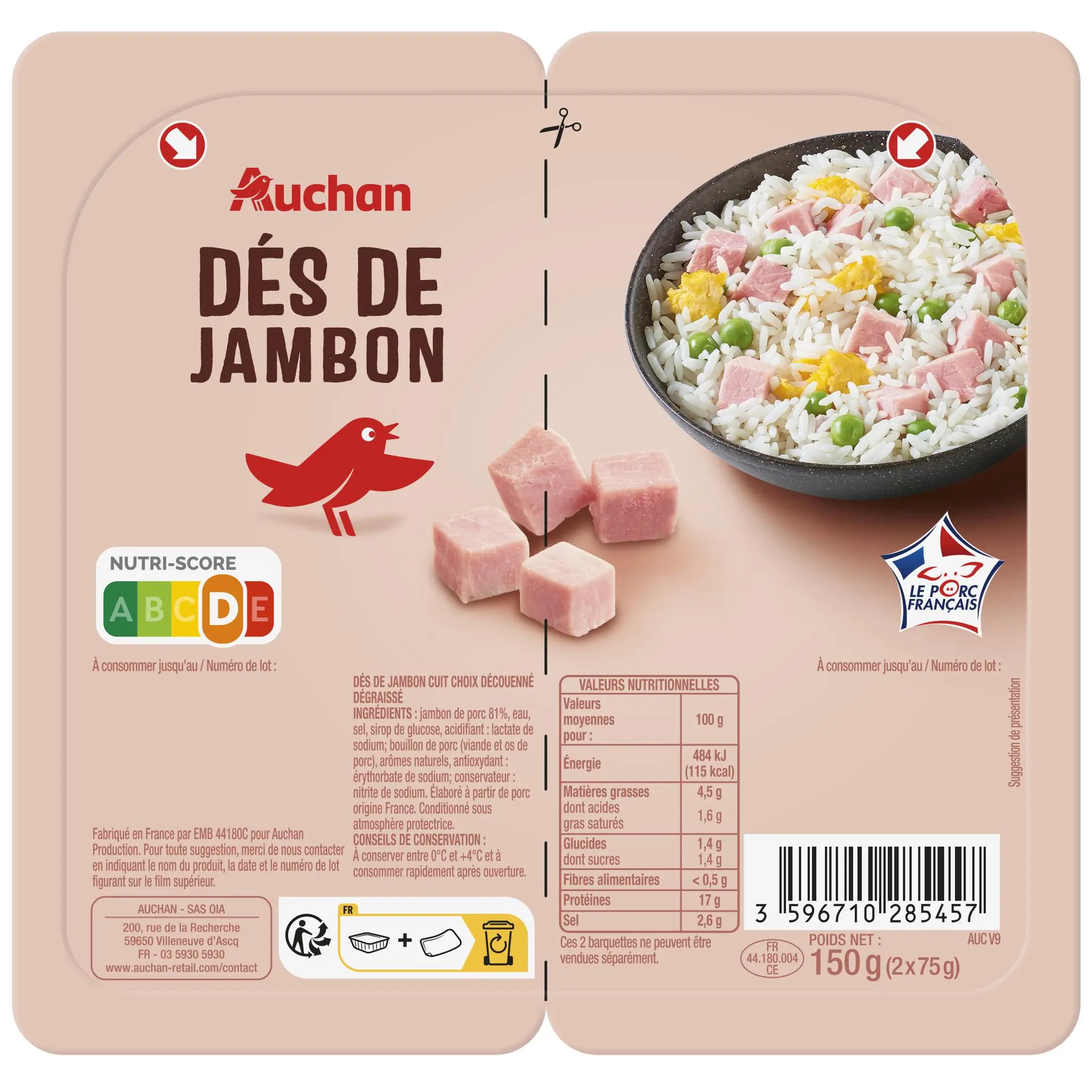 AUCHAN Dés de jambon