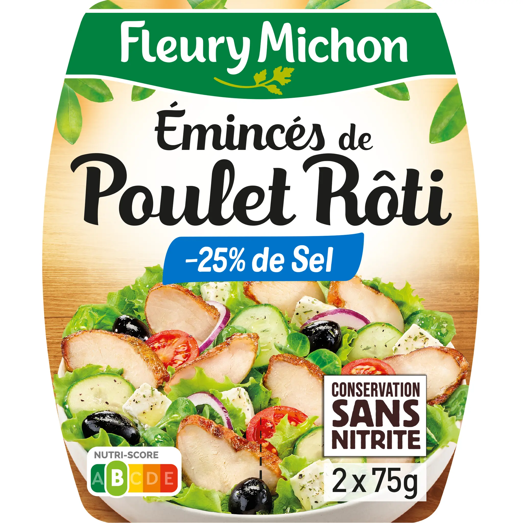 FLEURY MICHON Emincés de poulet rôti réduit en sel sans nitrite