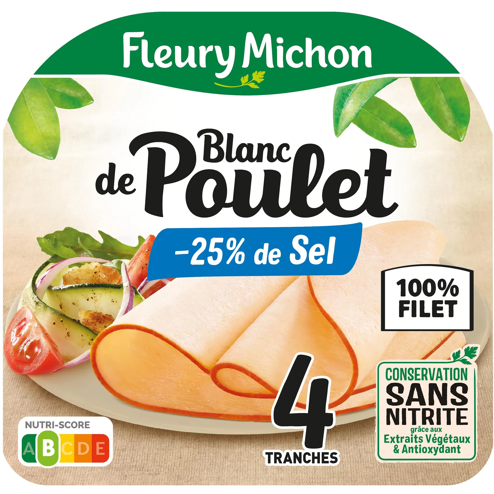 FLEURY MICHON Blanc de poulet réduit en sel conservation sans nitrites