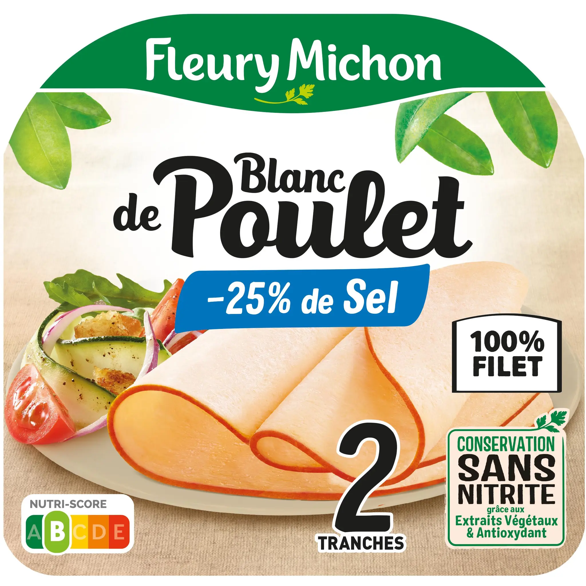 FLEURY MICHON Blanc de poulet réduit en sel conservation sans nitrites