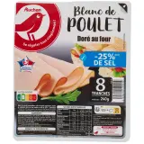 AUCHAN Blanc de poulet doré au four réduit en sel