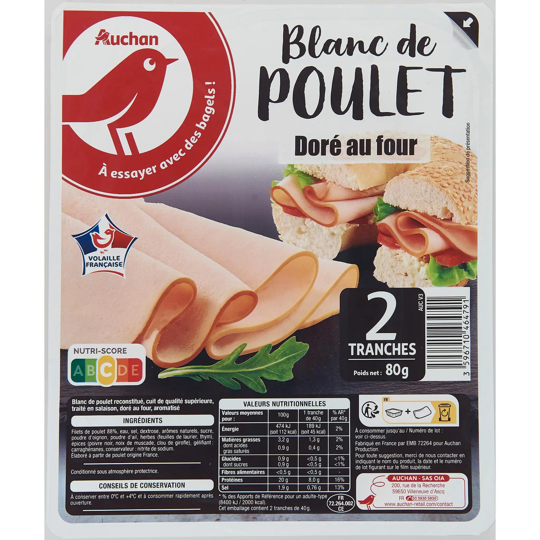 AUCHAN Blanc de poulet