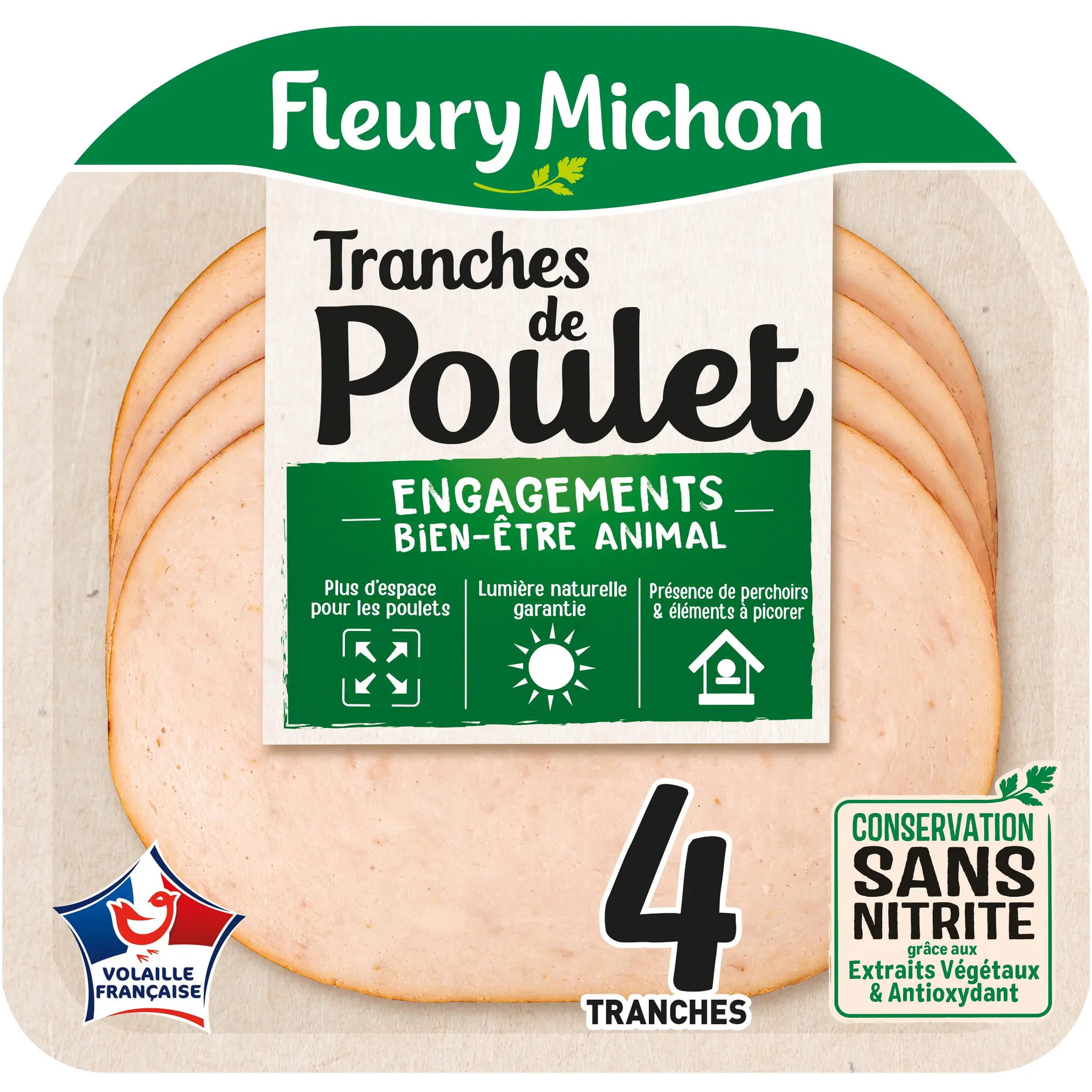 FLEURY MICHON Tranches de poulet engagements bien être animal