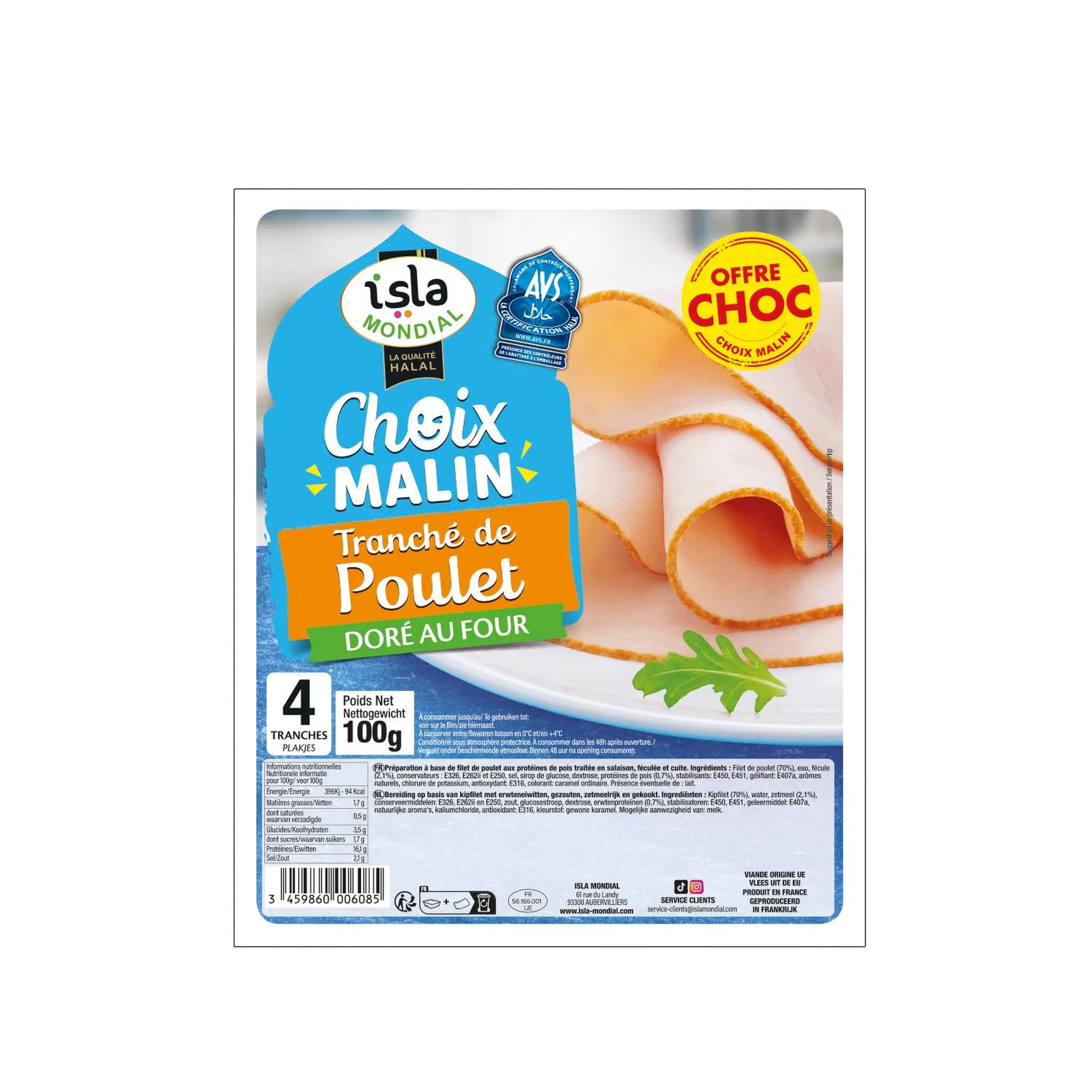 ISLA MONDIAL Tranches de poulet doré au four halal