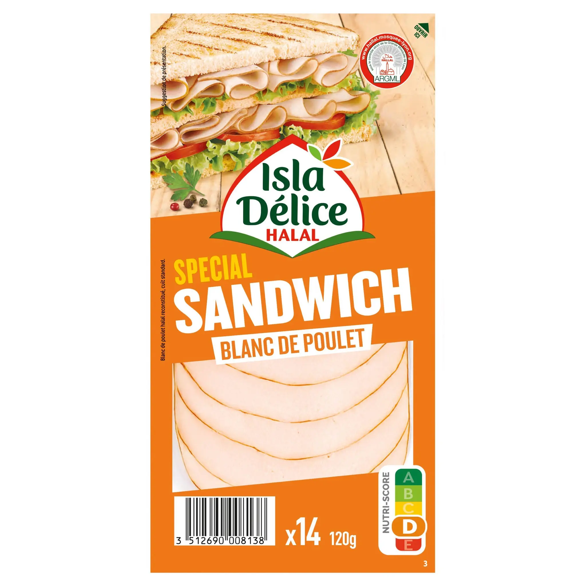 ISLA DELICE Blanc de poulet halal spécial sandwich