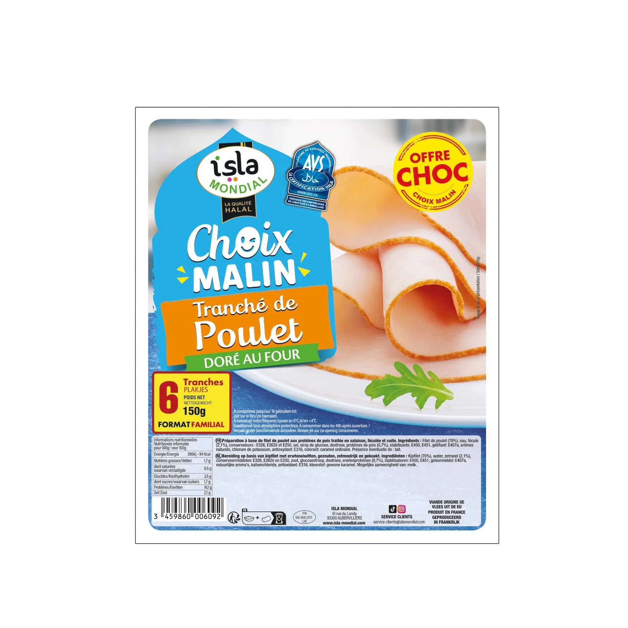 ISLA MONDIAL Tranches de poulet doré au four halal