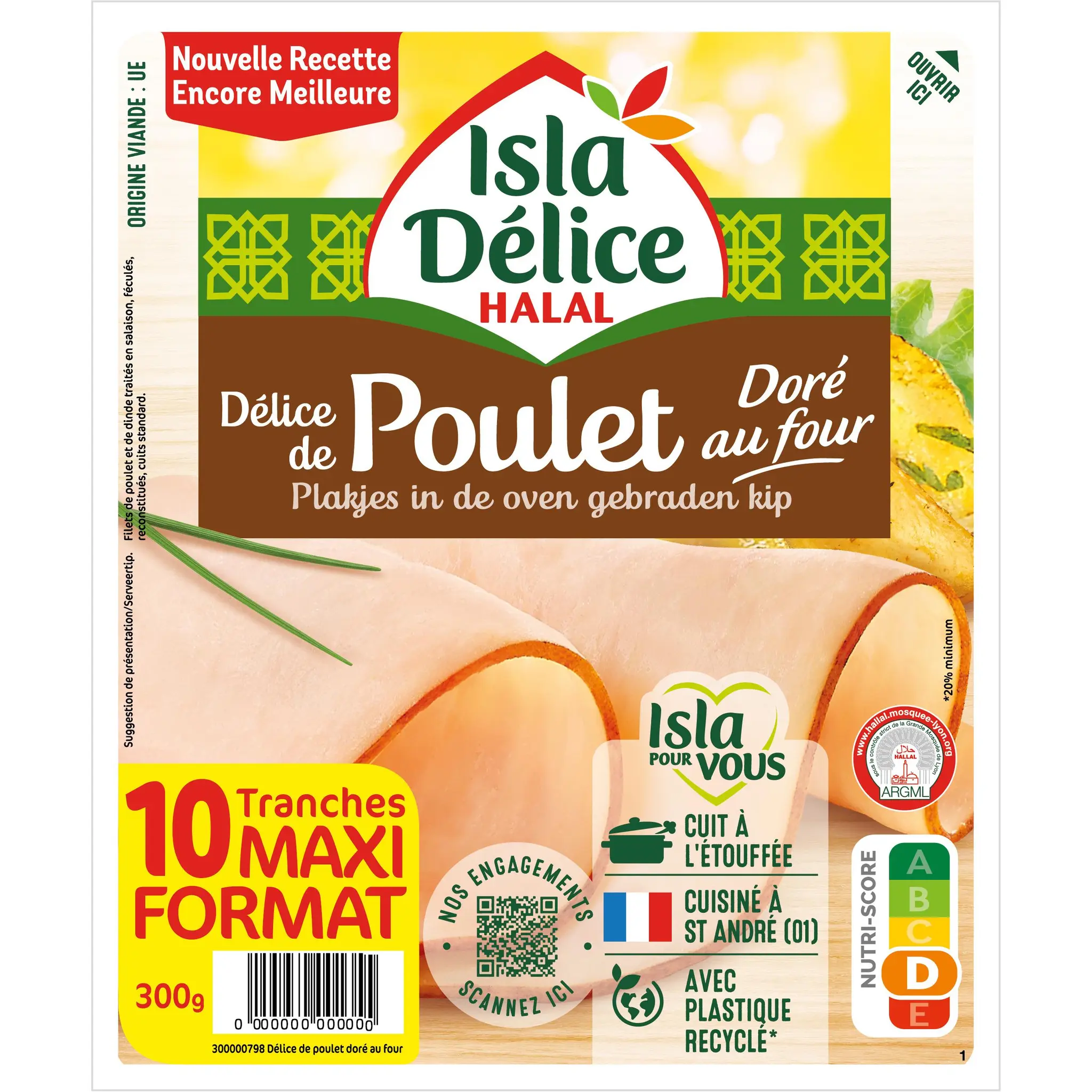 ISLA DELICE Délice de poulet et de dinde halal doré au four