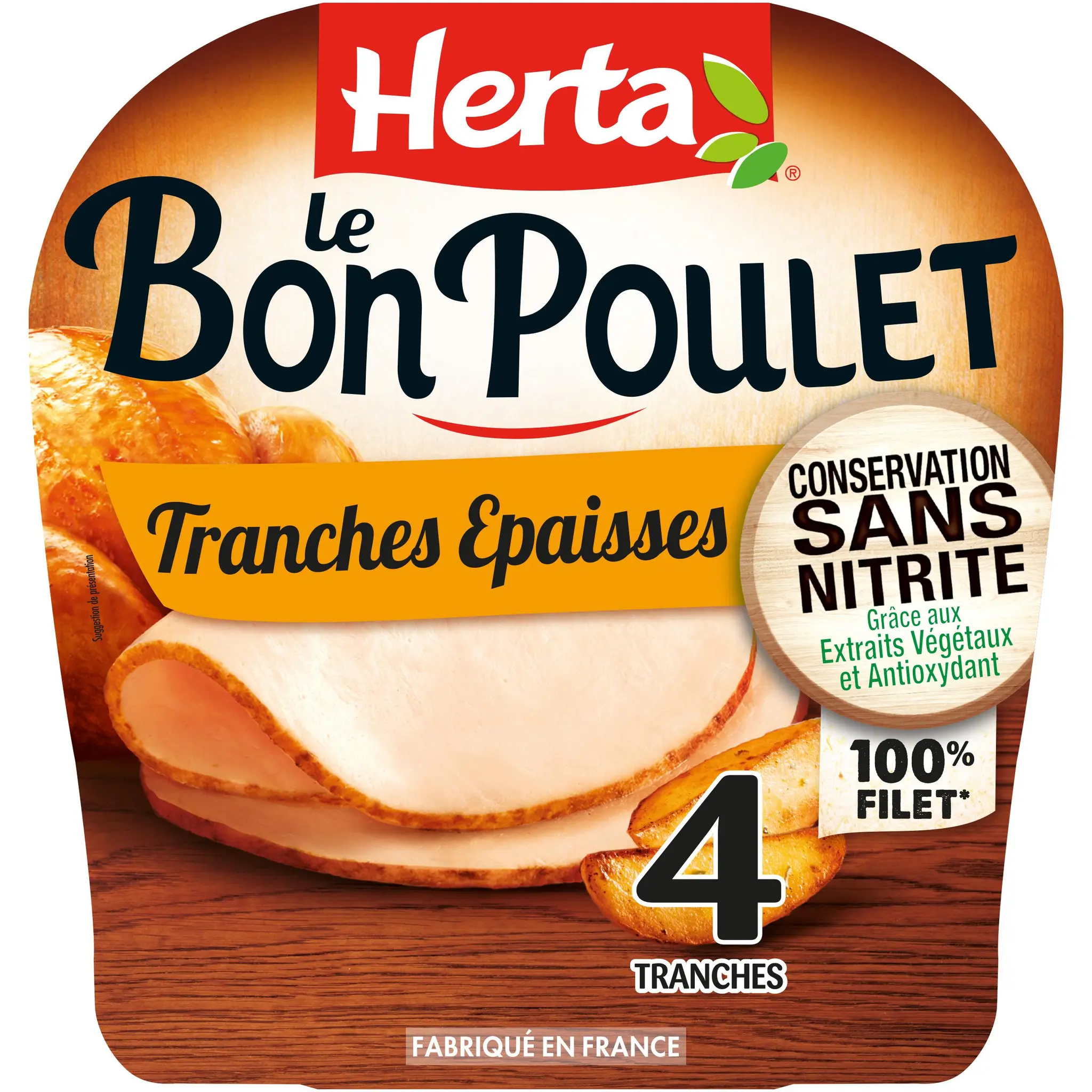 HERTA Le Bon Poulet 100% filet conservation sans nitrite