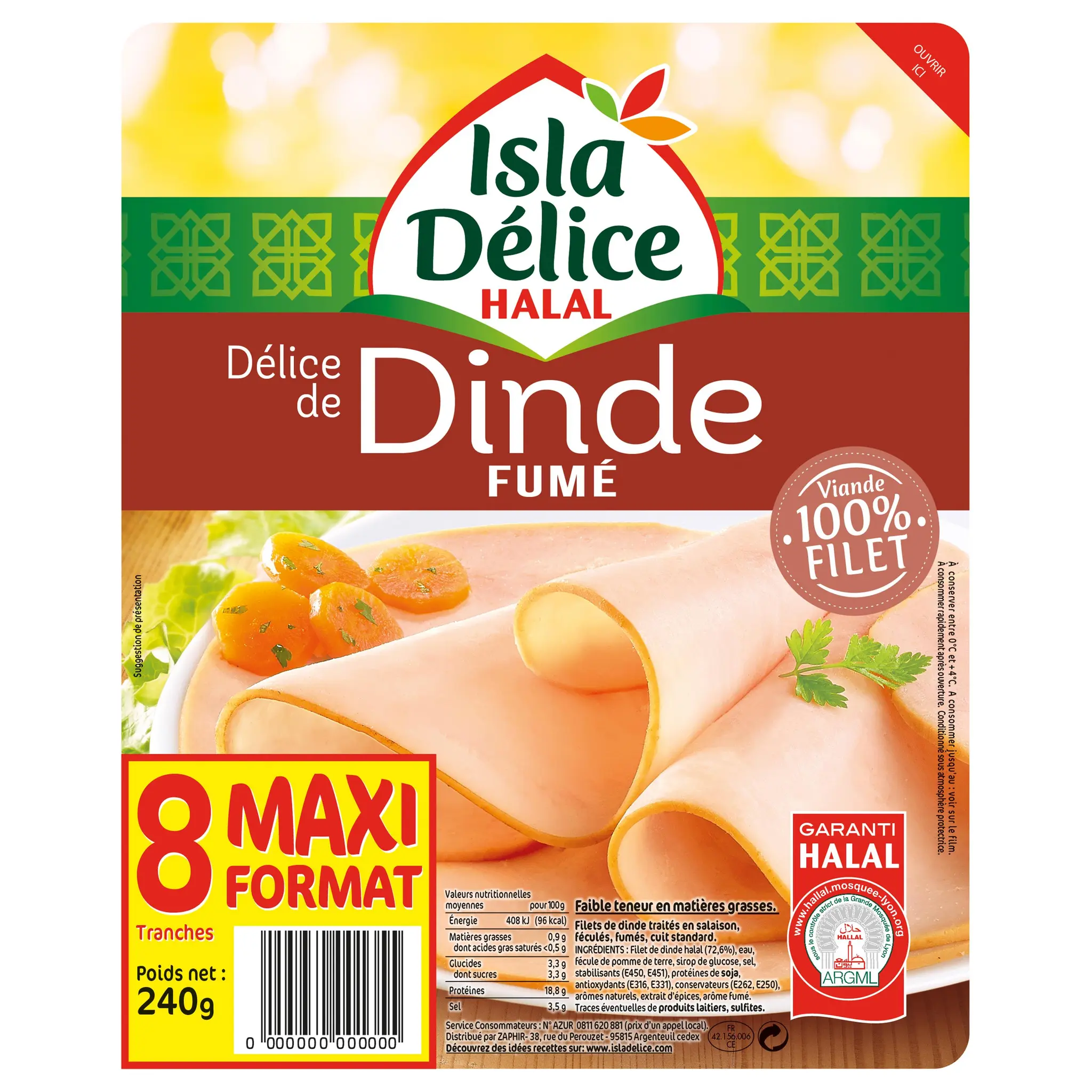 ISLA DELICE Délice de dinde fumé halal