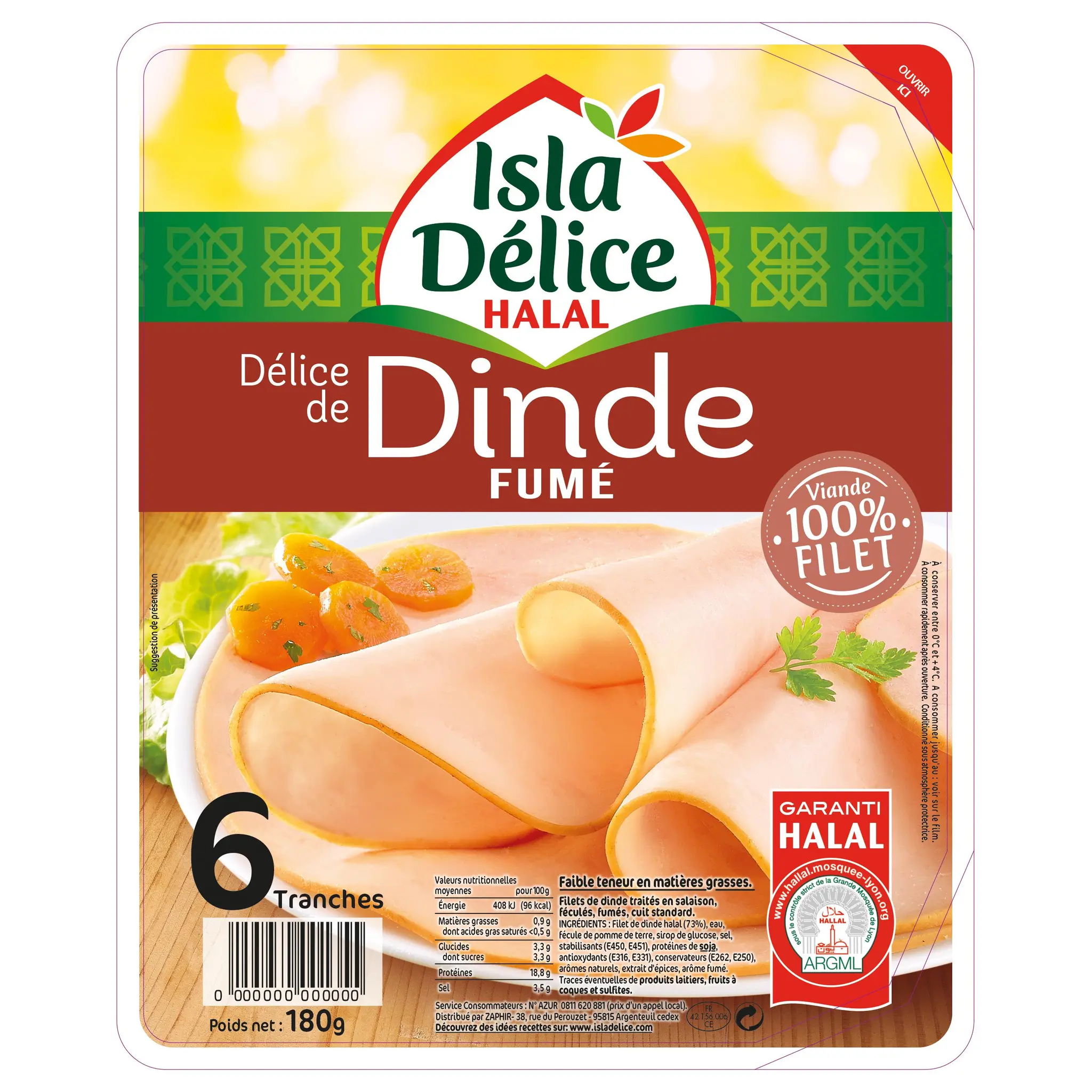 ISLA DELICE Délice de dinde fumé halal