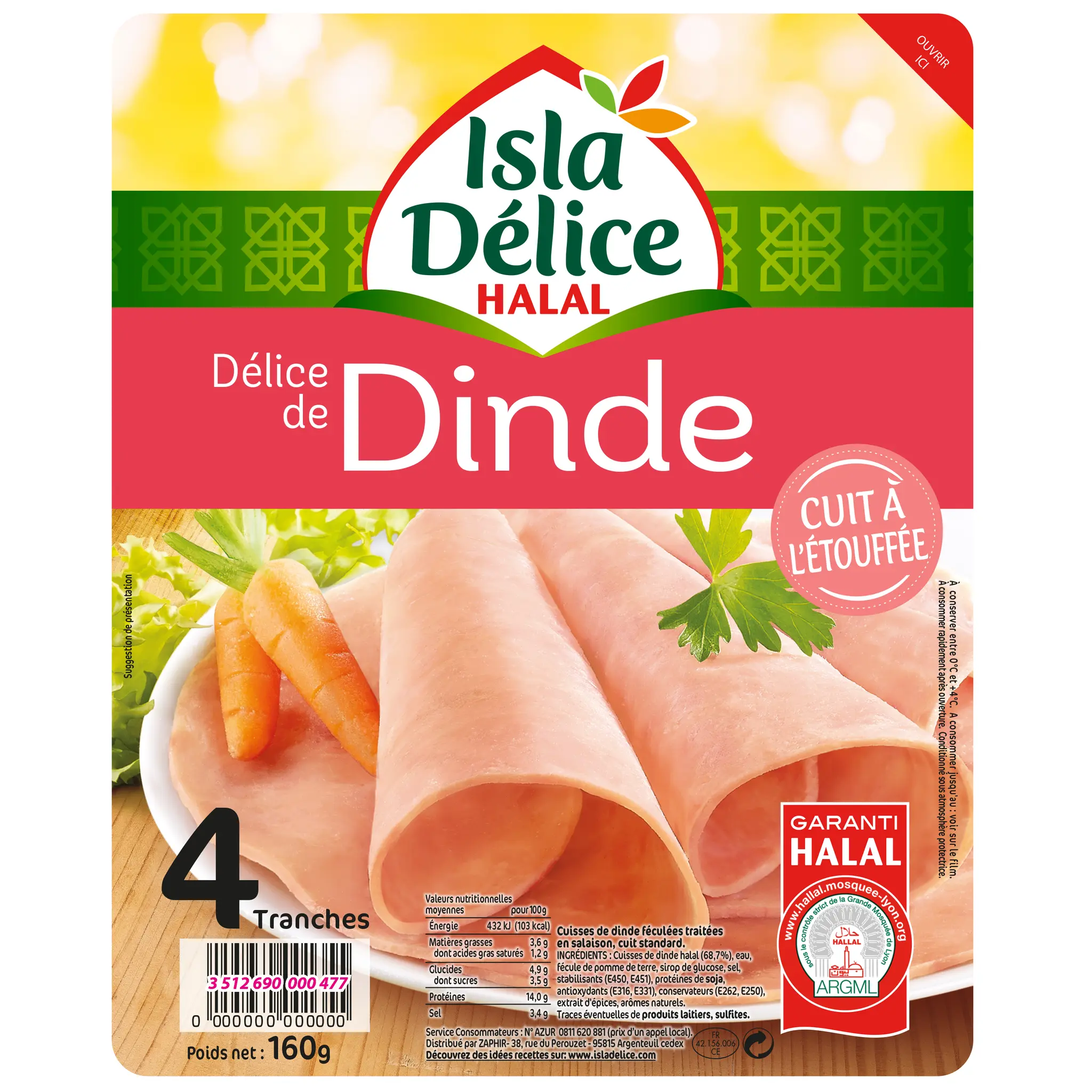 ISLA DELICE Délice de dinde cuit à l'étouffée halal