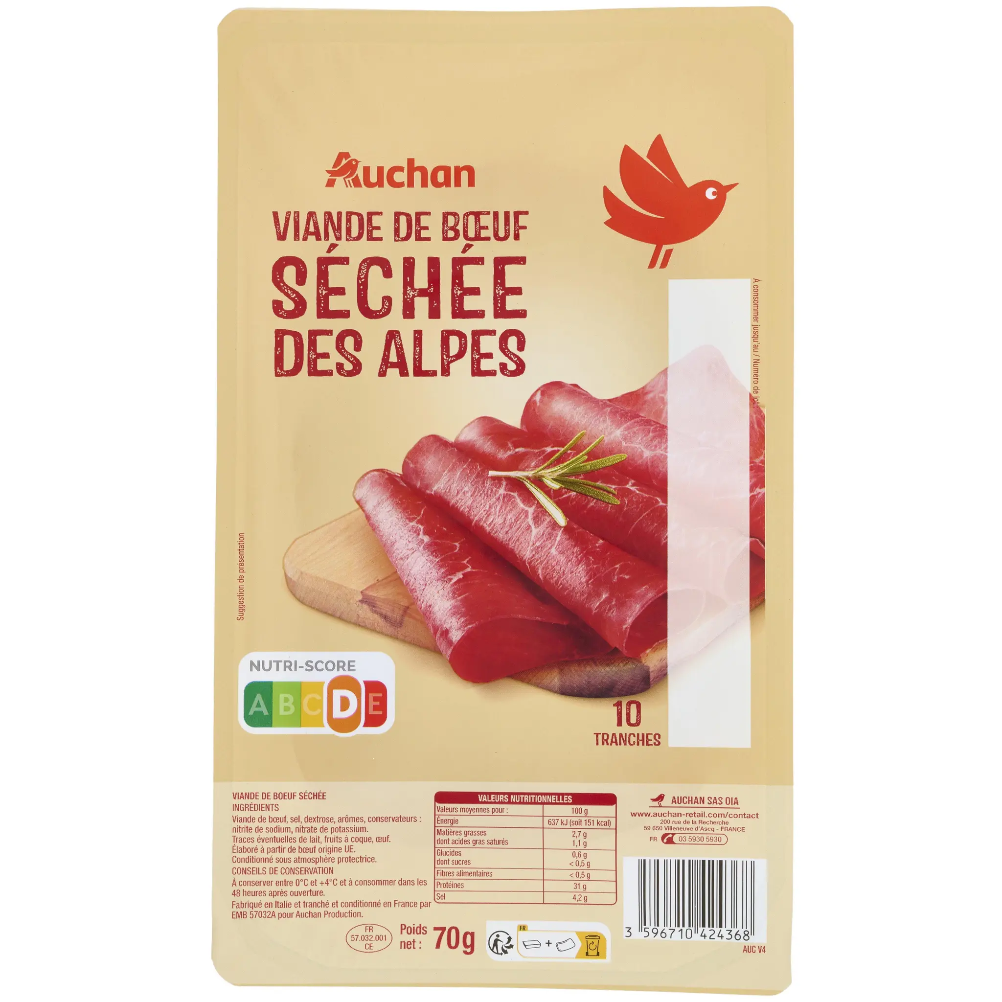 AUCHAN Viande de boeuf séchée