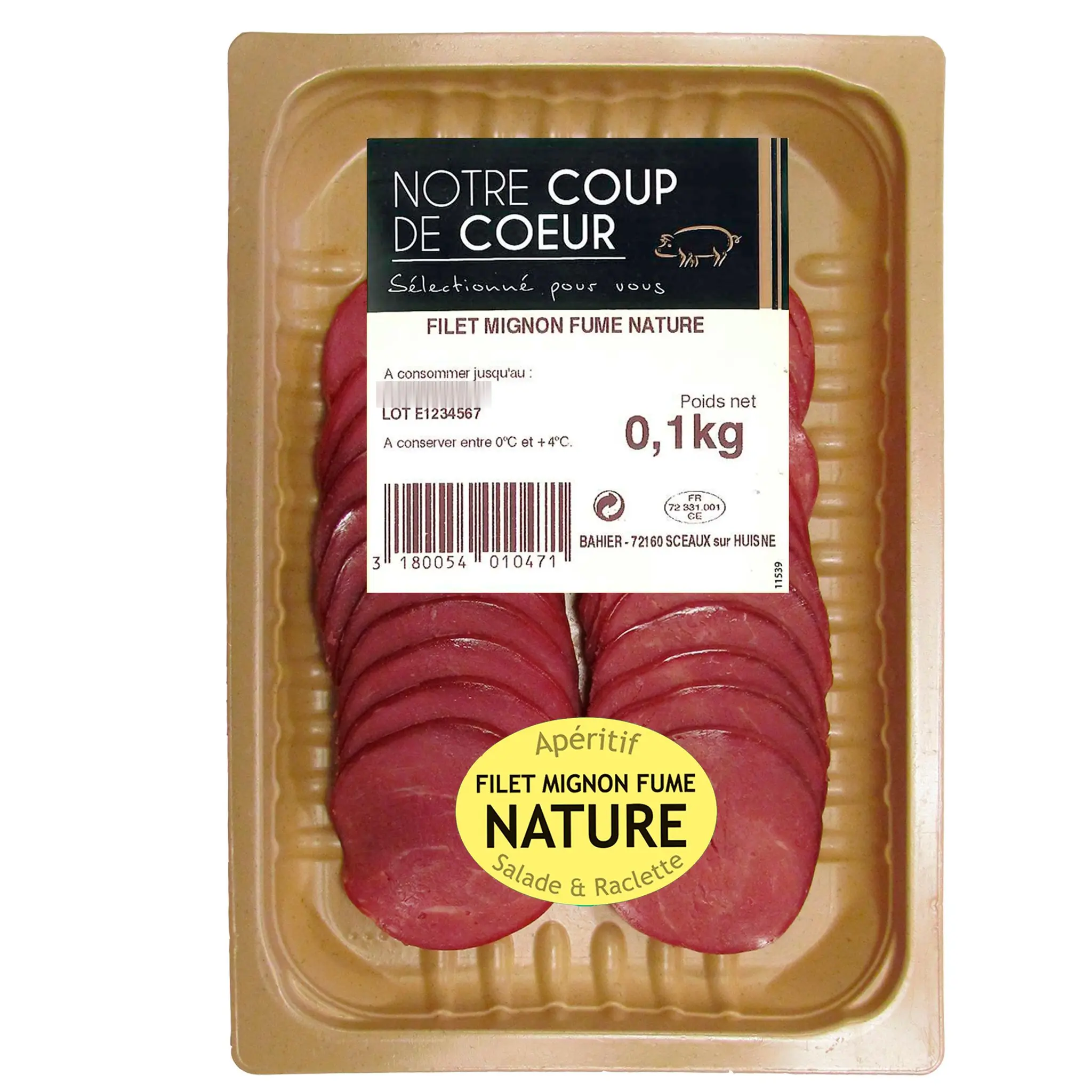 BAHIER Filet mignon fumé nature tranché
