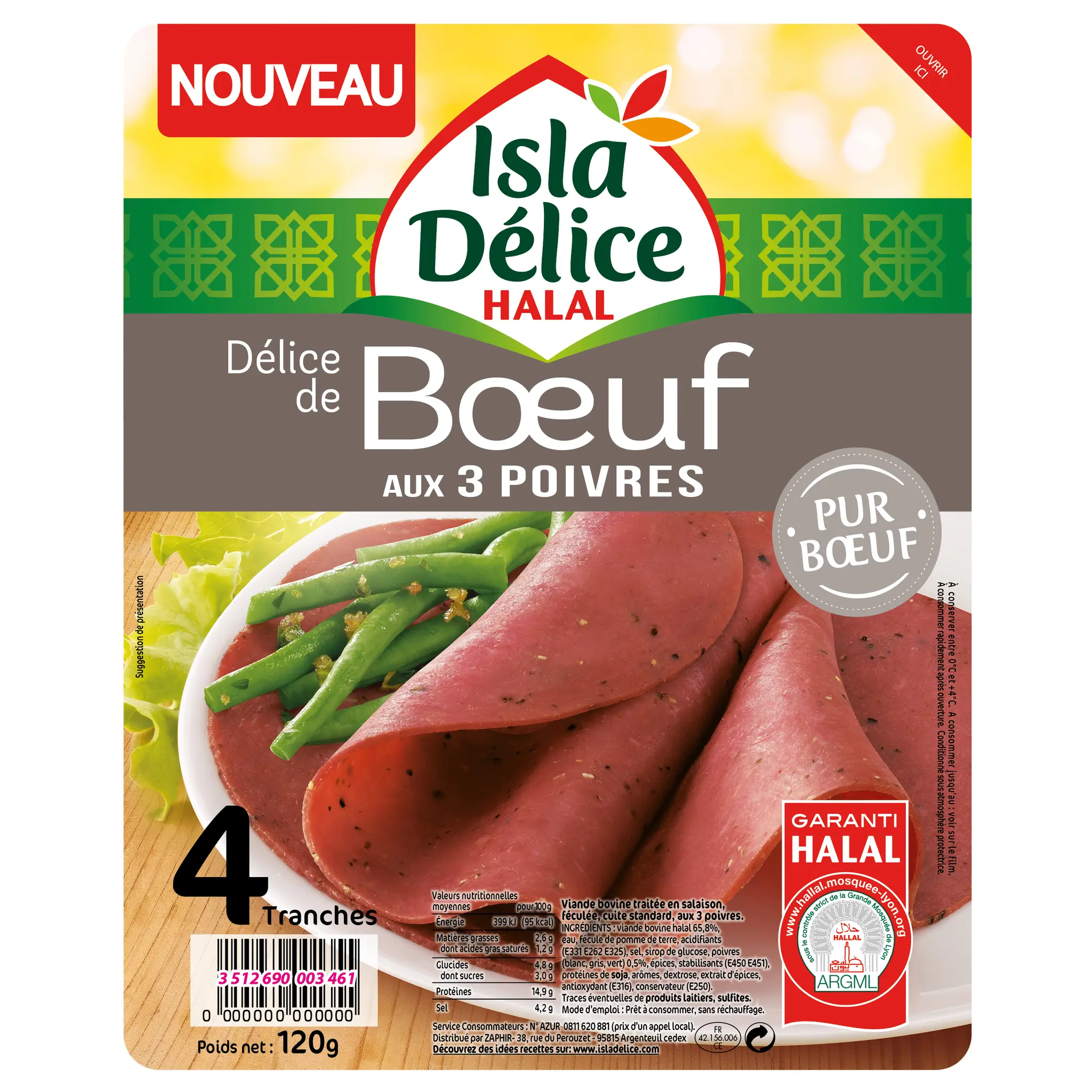 ISLA DELICE Délice de boeuf aux 3 poivres halal