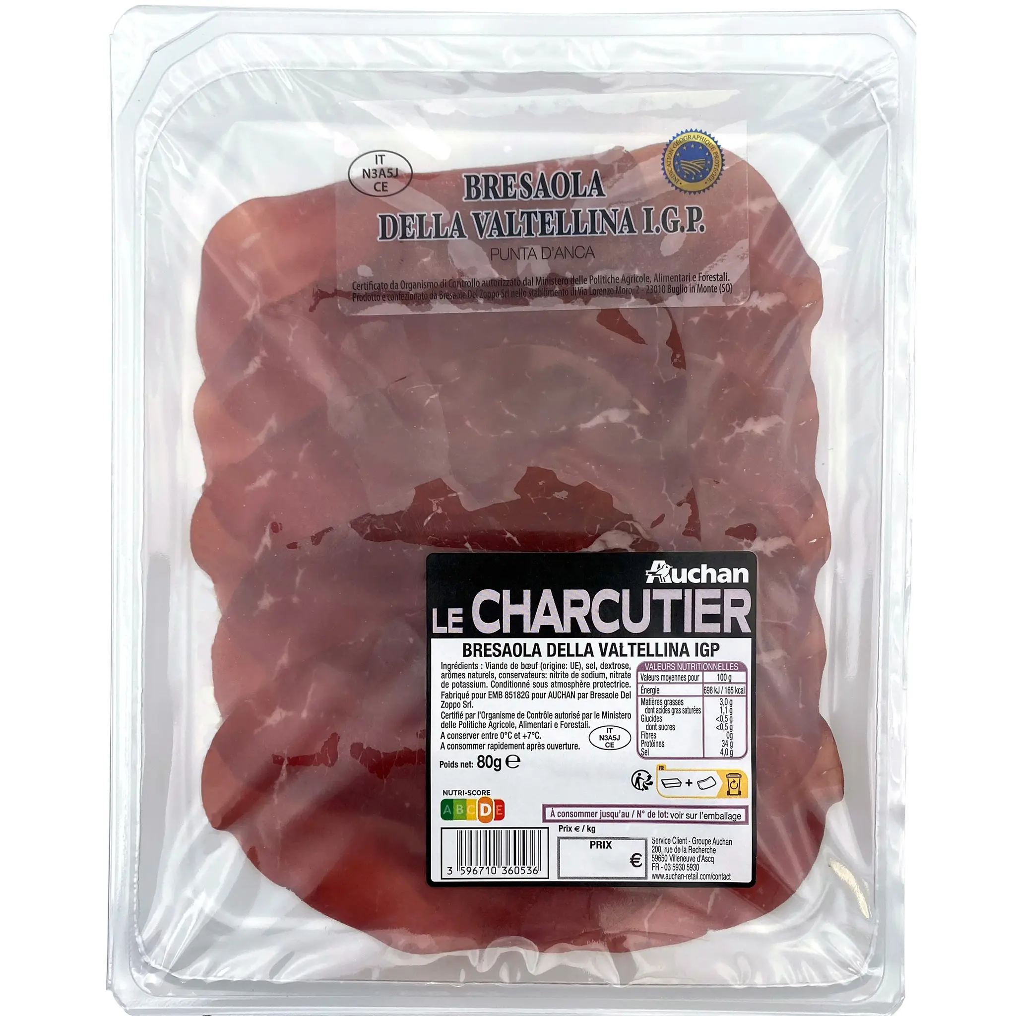 AUCHAN LE CHARCUTIER Bresaola della Valtellina IGP
