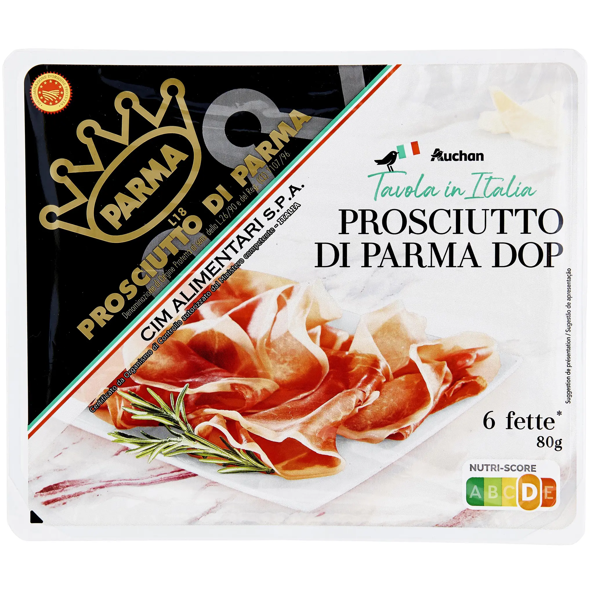 AUCHAN TAVOLA IN ITALIA Jambon sec de Parme AOP
