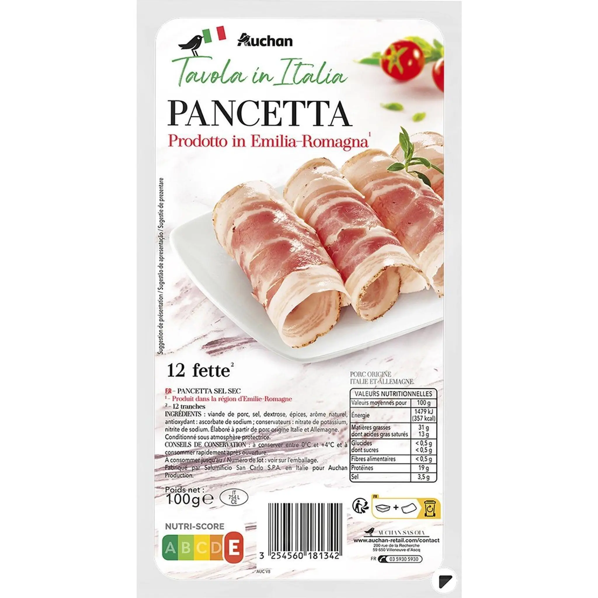 AUCHAN TAVOLA IN ITALIA Pancetta