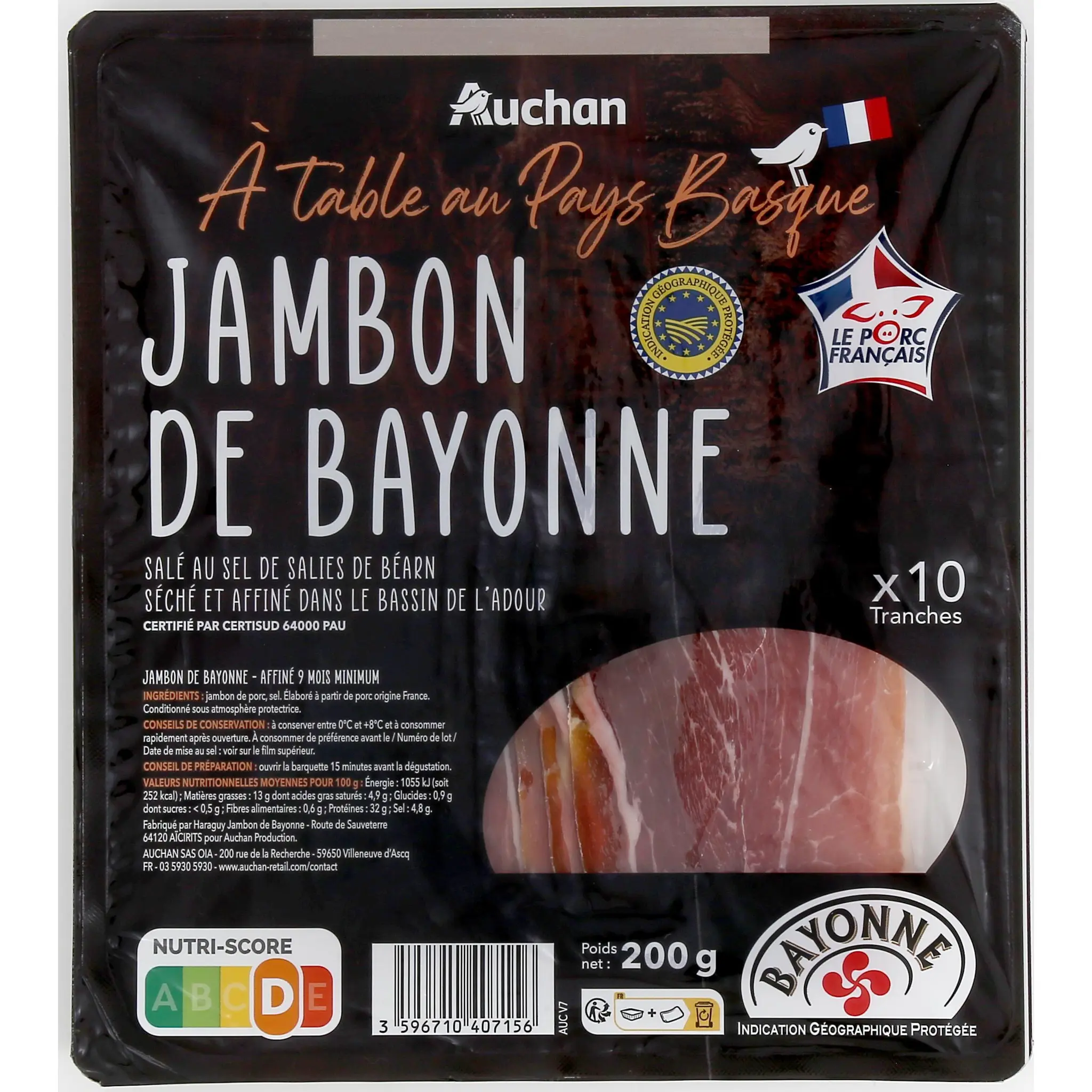 AUCHAN TERROIR Jambon de Bayonne IGP