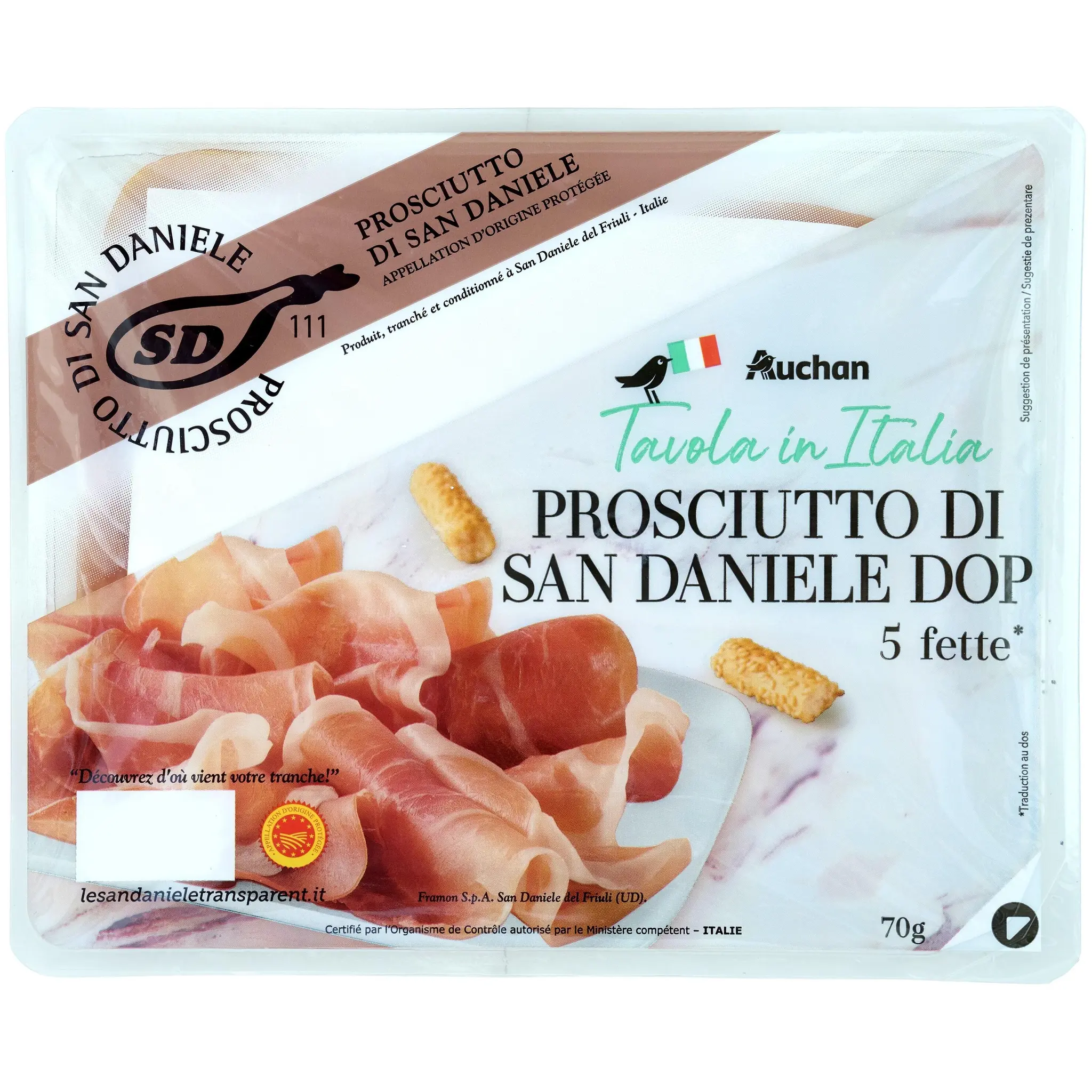 AUCHAN TAVOLA IN ITALIA Jambon sec de San Danièle AOP