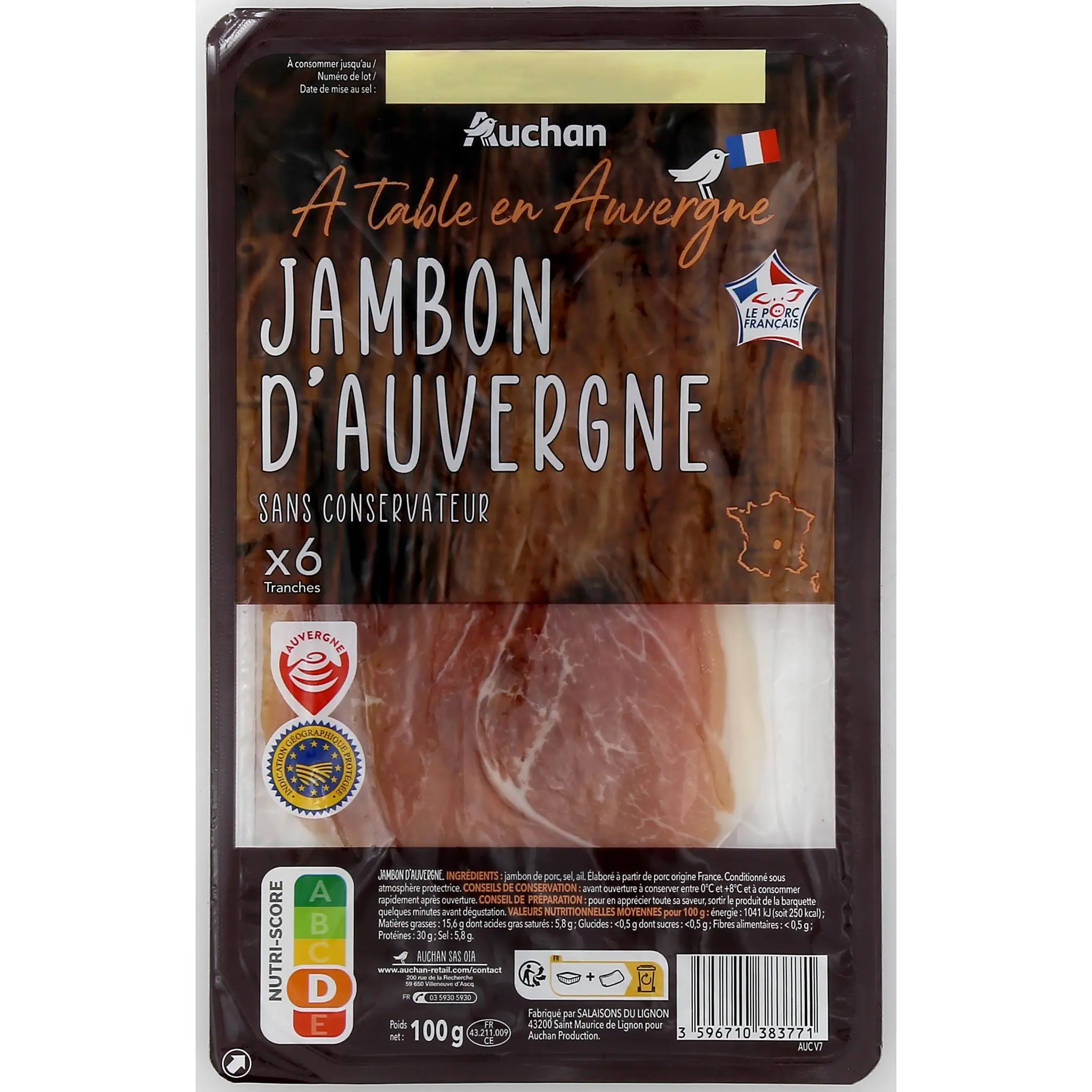 AUCHAN TERROIR Jambon d'Auvergne IGP