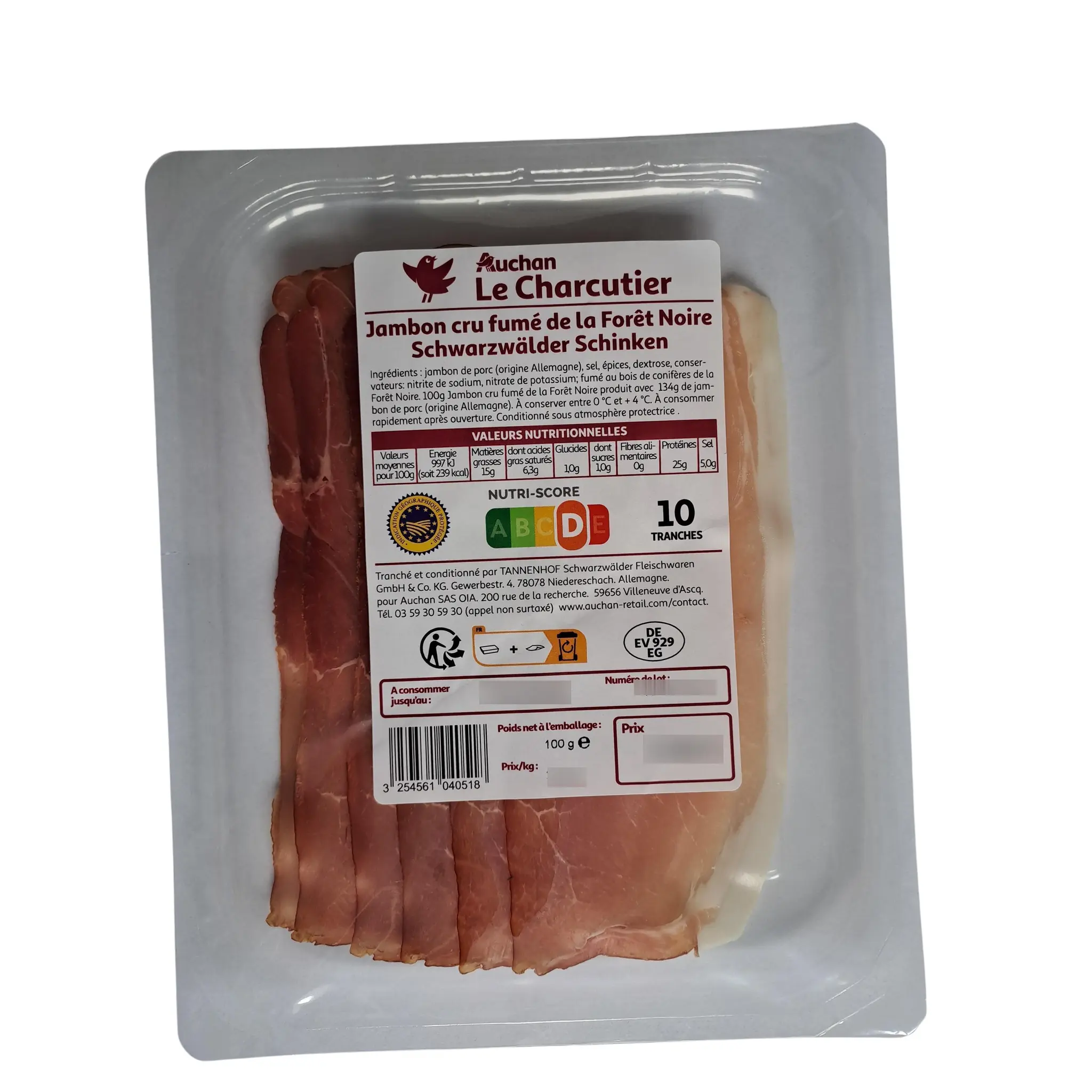 AUCHAN LE CHARCUTIER Le Charcutier Jambon Cru de la forêt noire