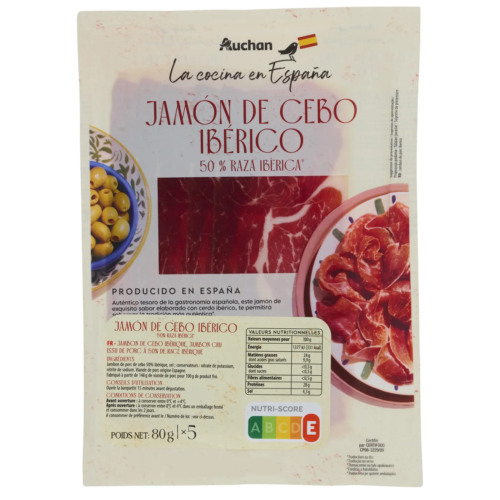AUCHAN LA COCINA EN ESPANA Jambon de porc de cebo ibérique