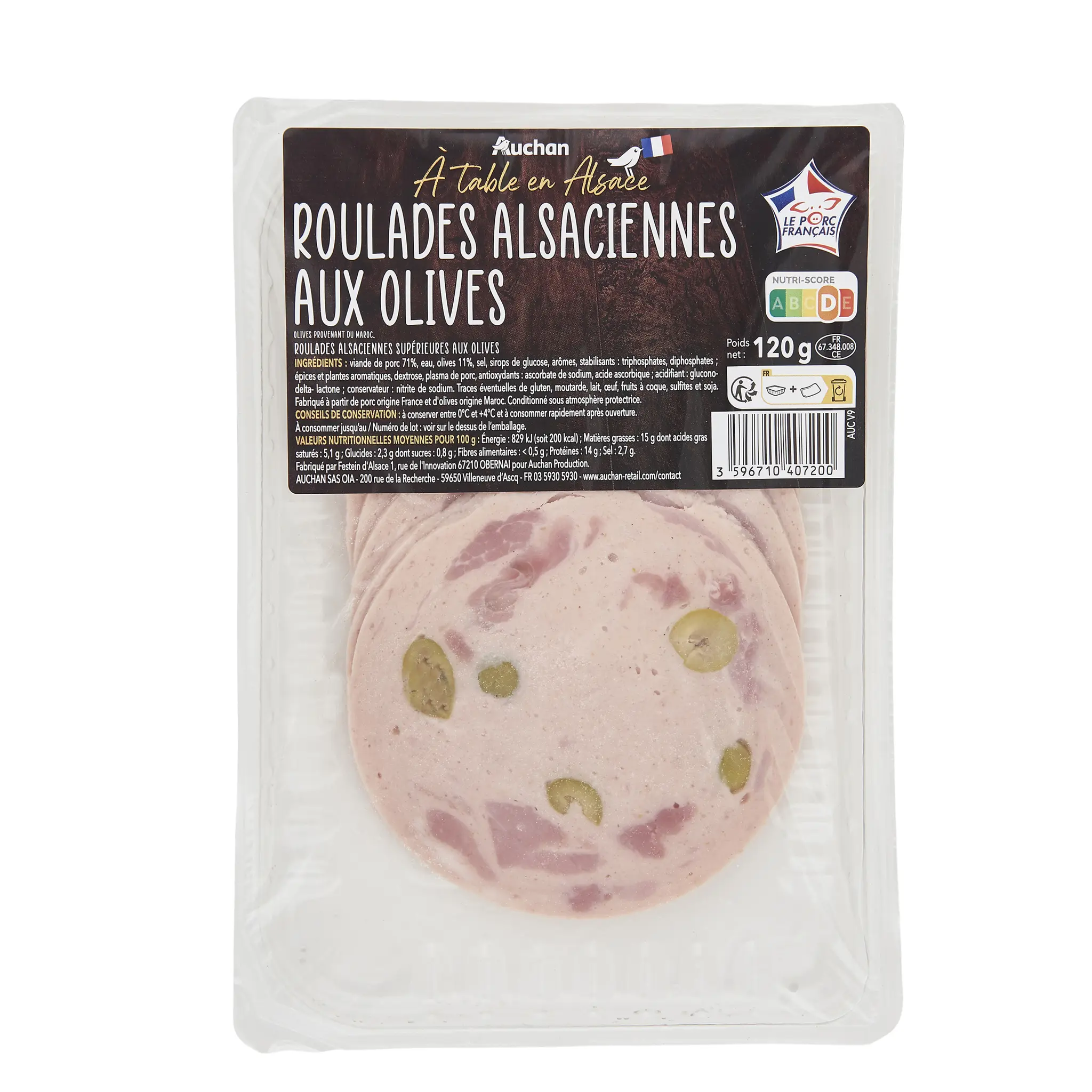 AUCHAN TERROIR Roulade Alsacienne aux olives