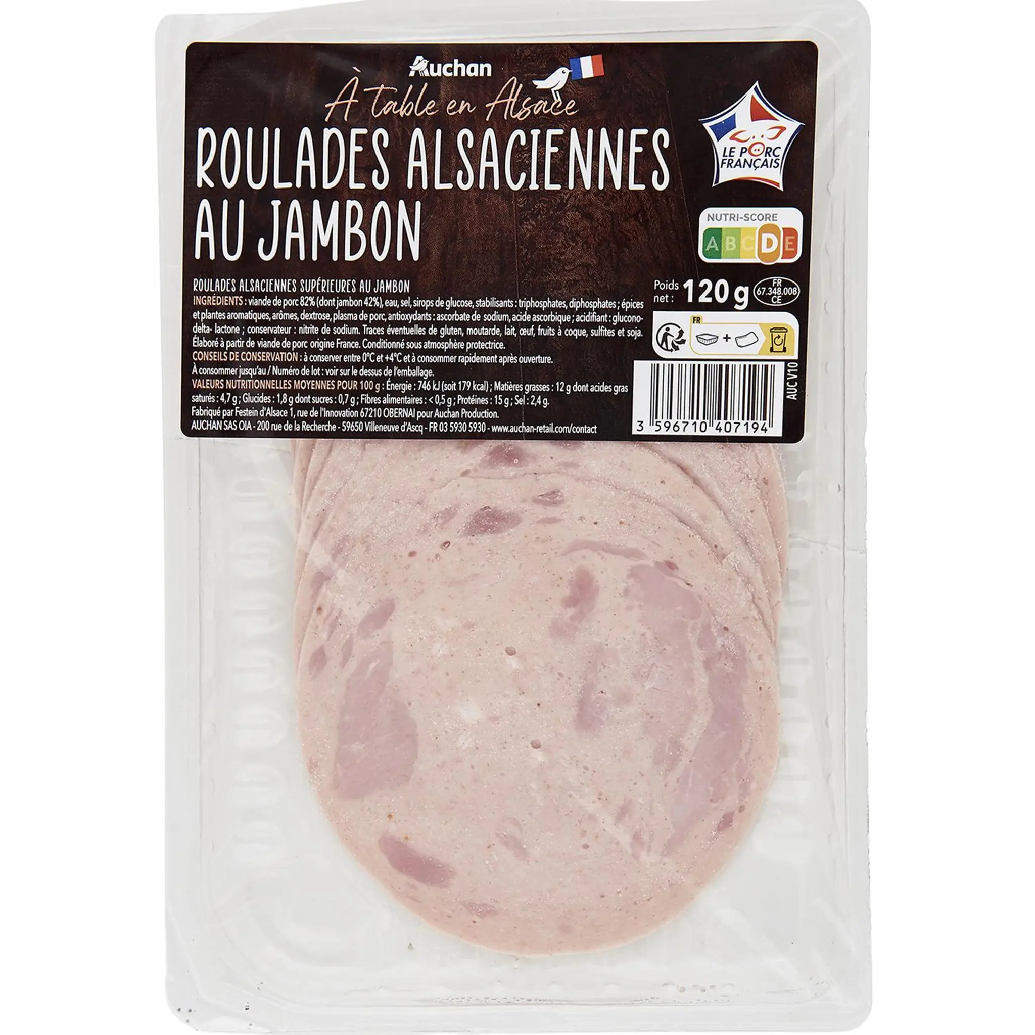 AUCHAN TERROIR Roulades Alsacienne au jambon