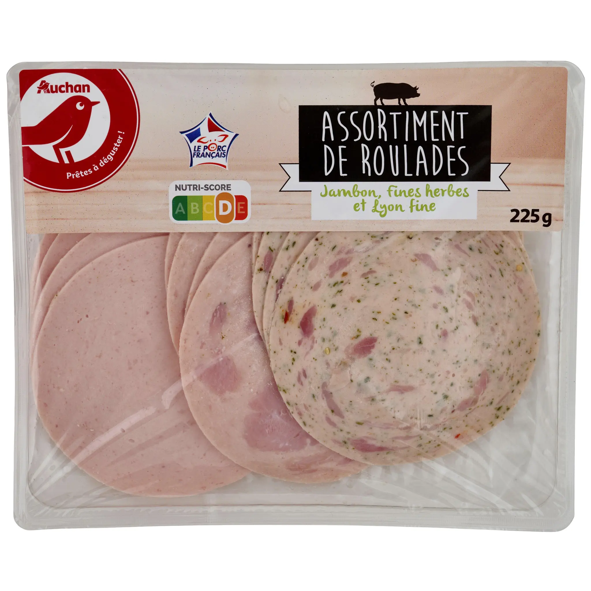 AUCHAN Assortiment roulades jambon, fines herbes et Lyon fines
