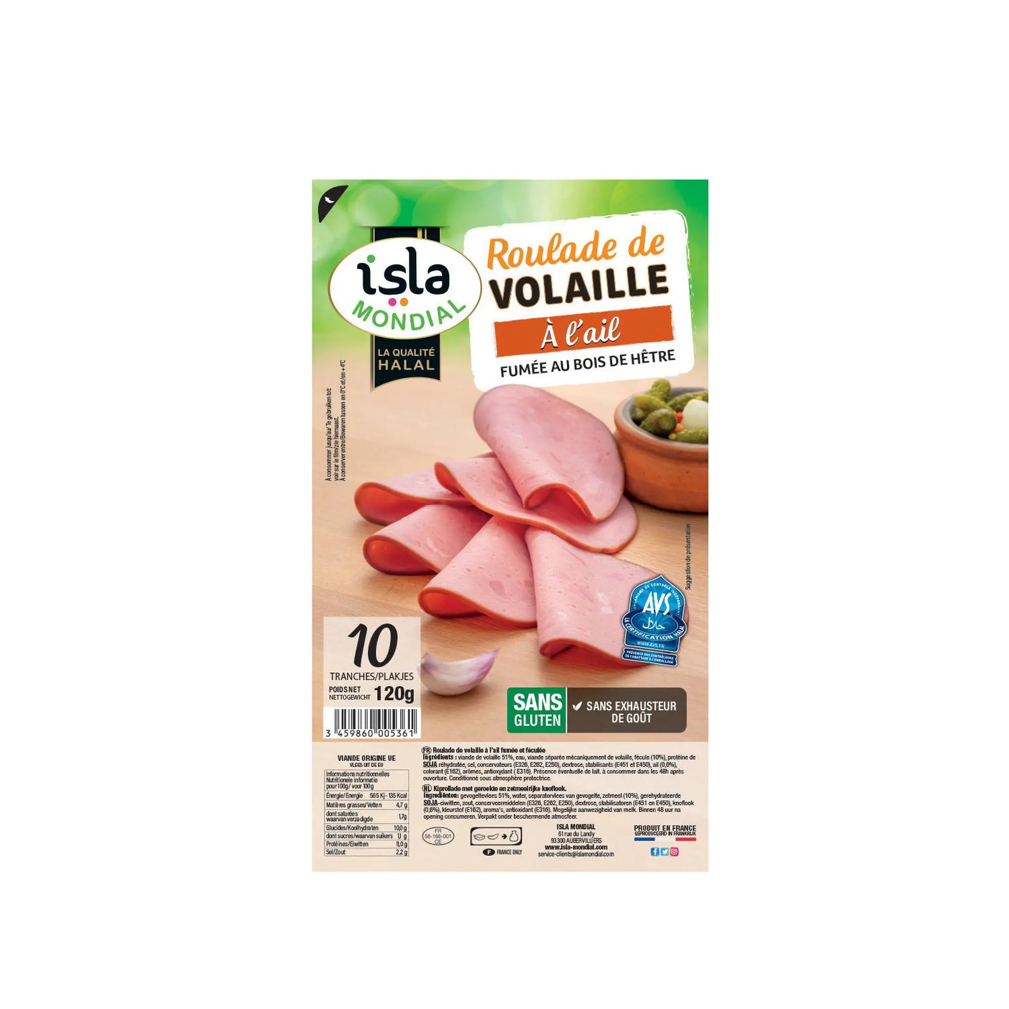 ISLA MONDIAL Roulade de volaille à l'ail halal