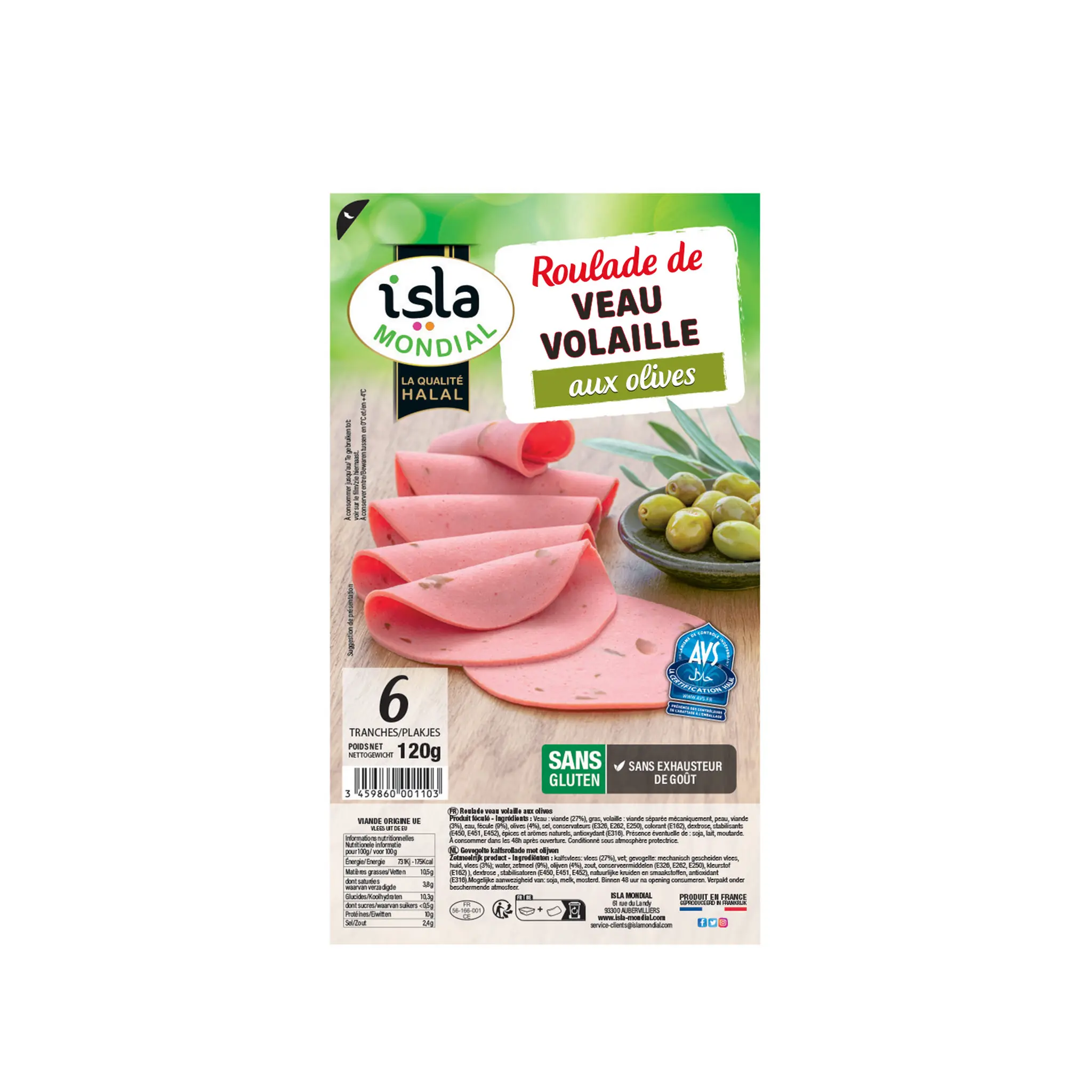 ISLA MONDIAL Roulade de veau et volaille halal aux olives