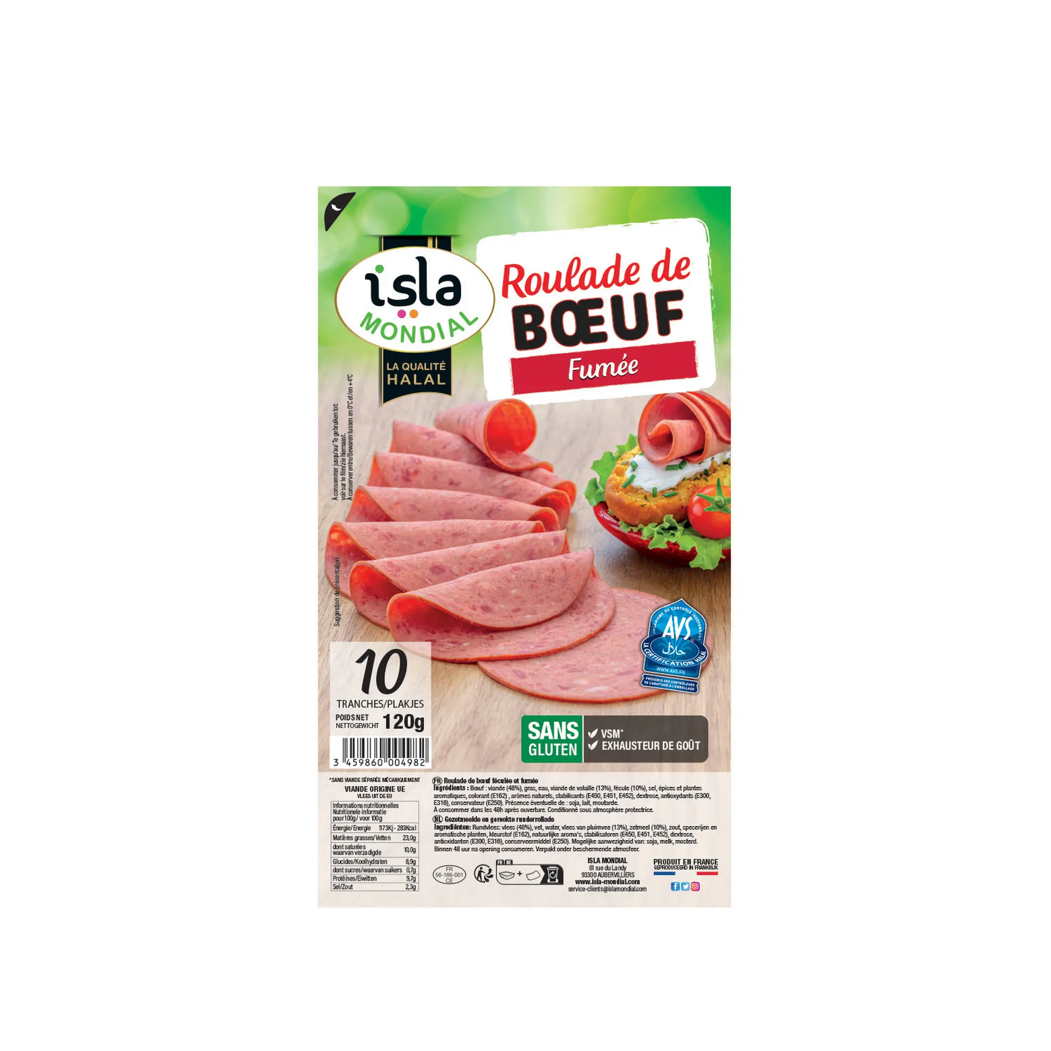 ISLA MONDIAL Roulade de boeuf halal fumé