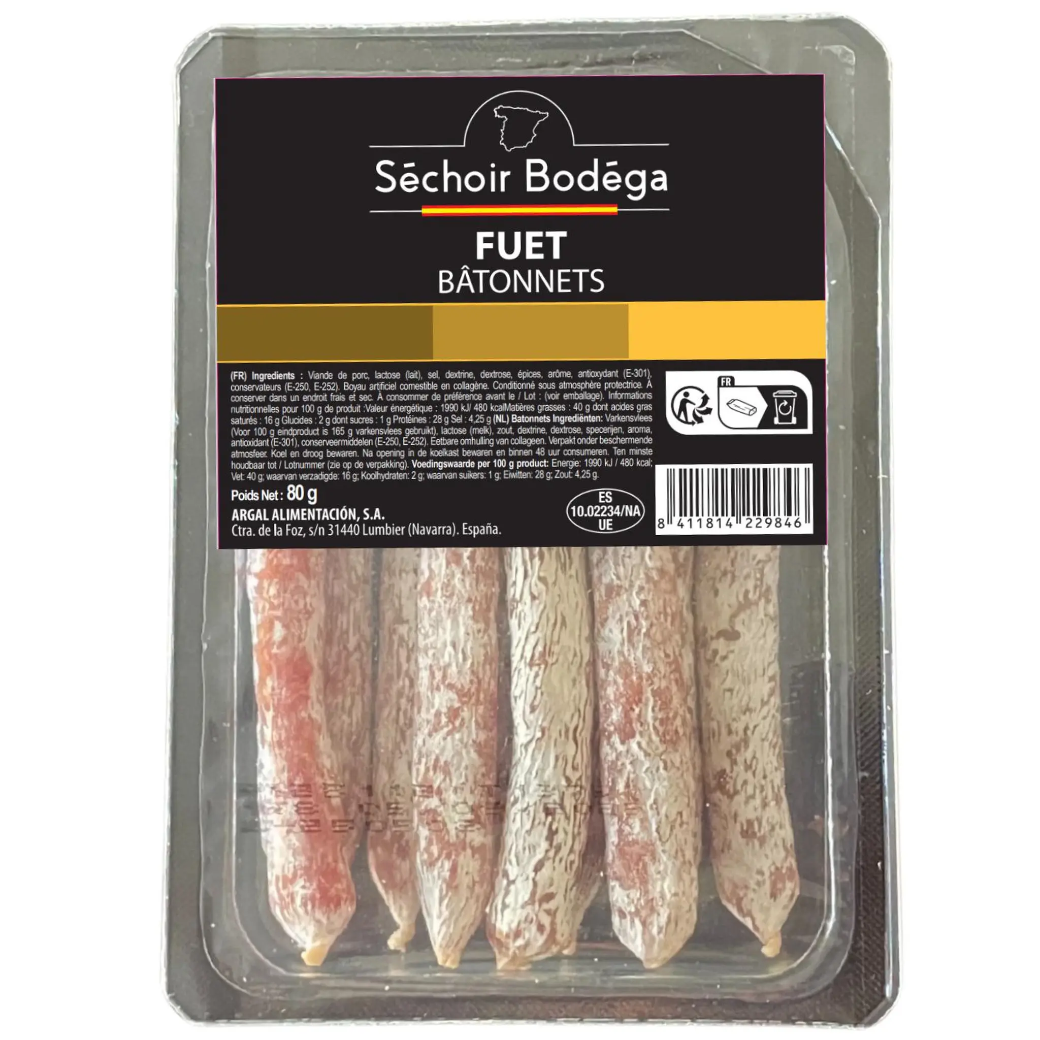 SECHOIR BODEGA Bâtonnets Fuet snack nature