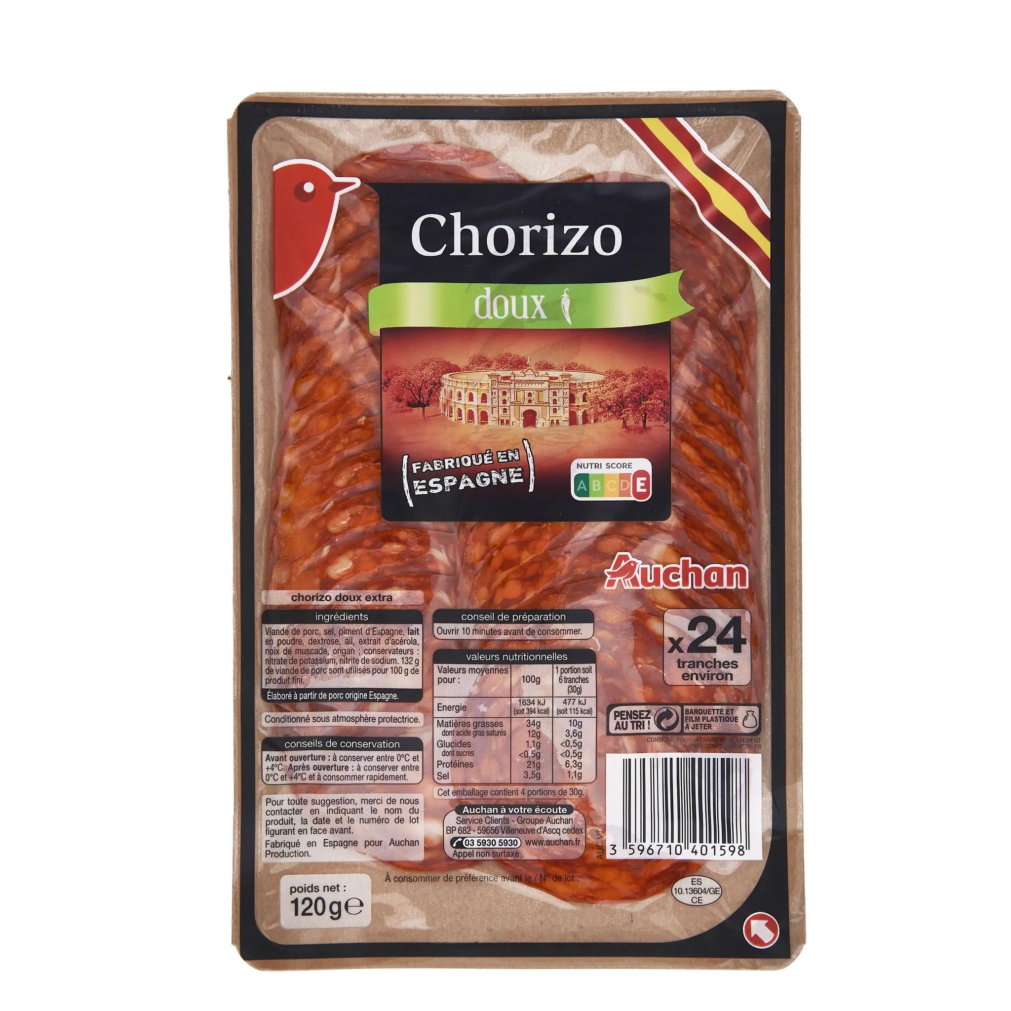 AUCHAN Chorizo doux