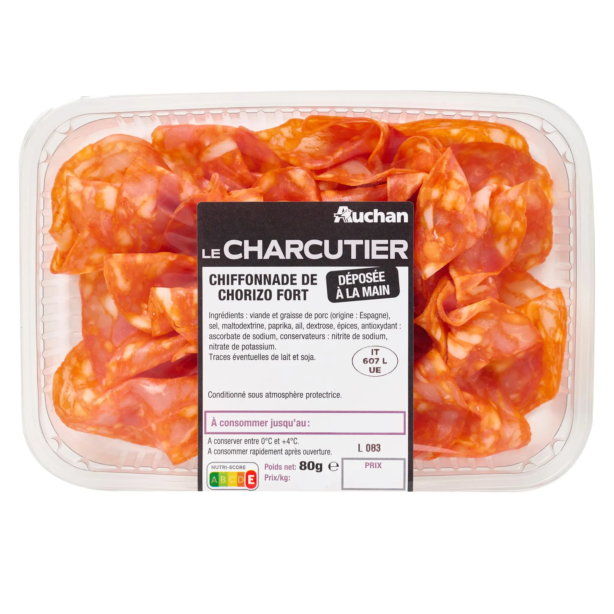 AUCHAN LE CHARCUTIER Chiffonnade de Chorizo Fort