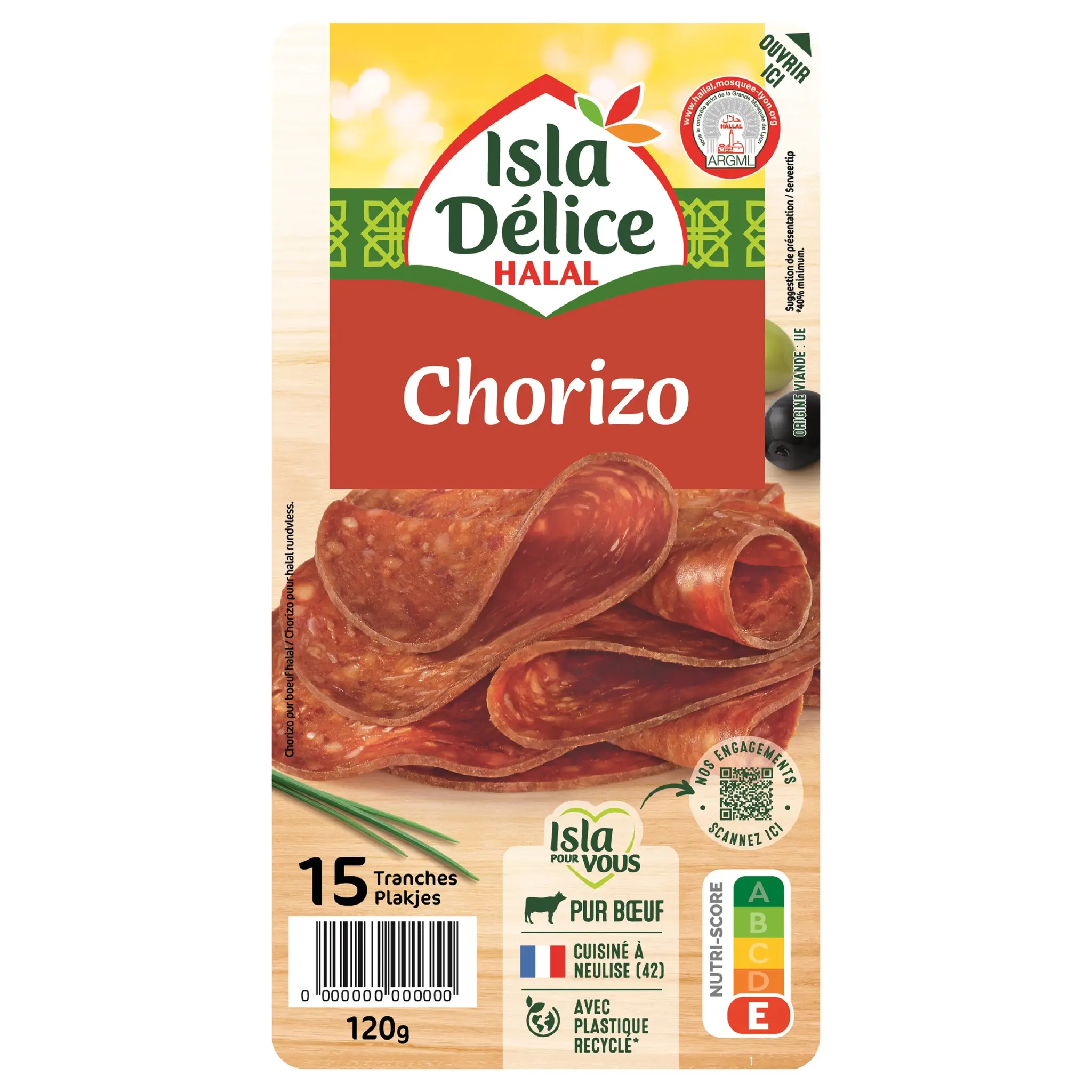 ISLA DELICE Chorizo pur boeuf halal