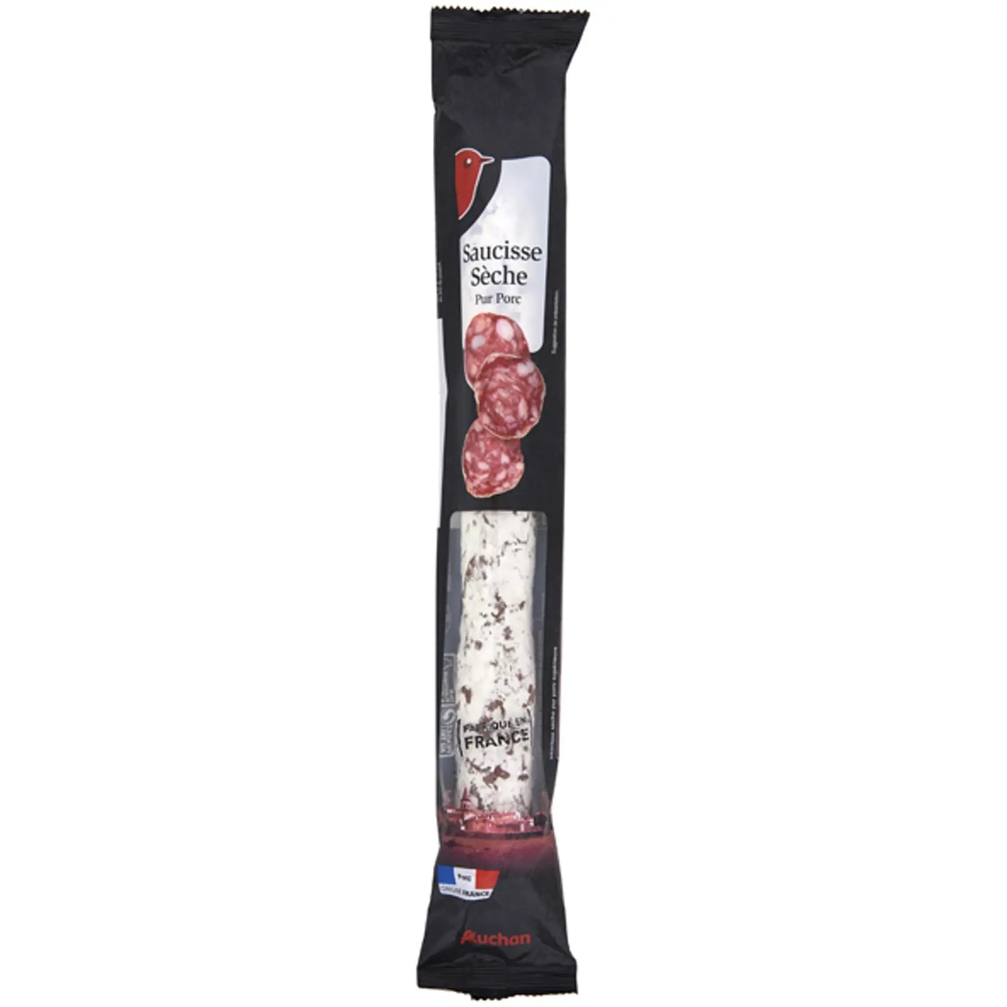 AUCHAN Saucisse sèche droite pur Porc