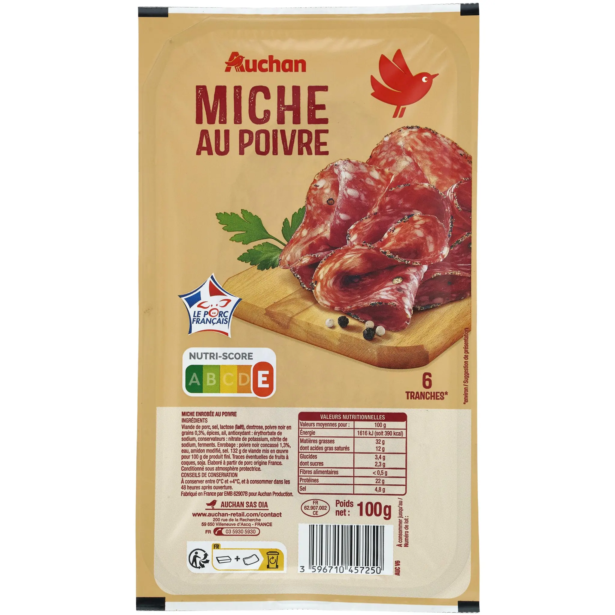 AUCHAN Miche au poivre