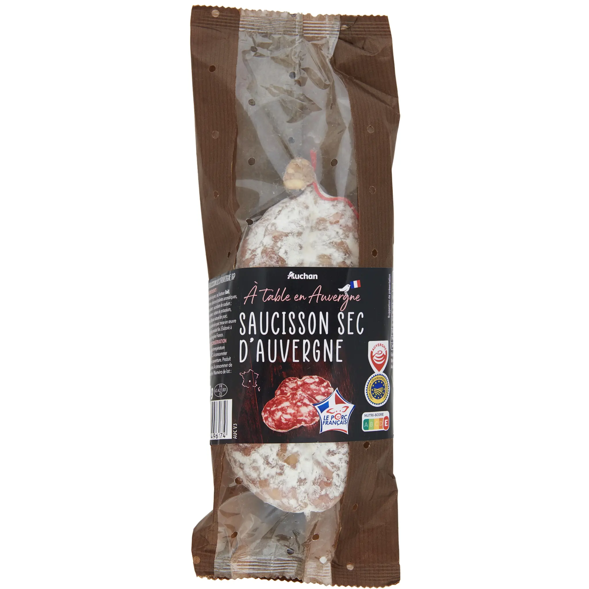 AUCHAN TERROIR Saucisson sec d'Auvergne IGP