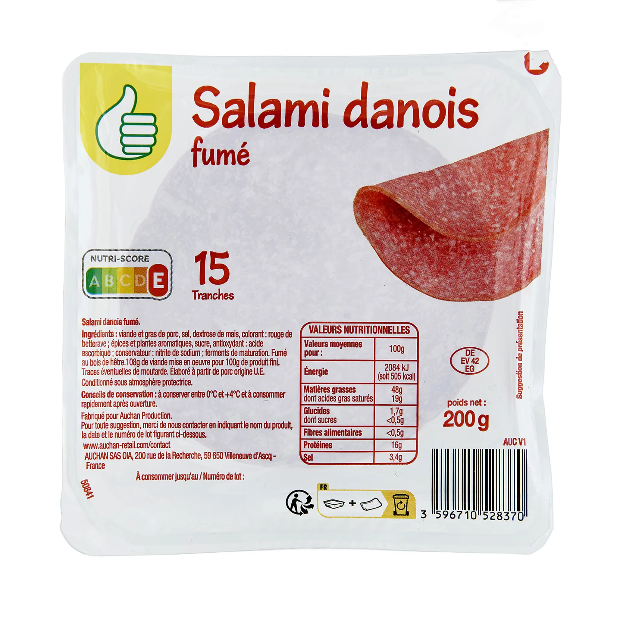 POUCE Salami danois fumé