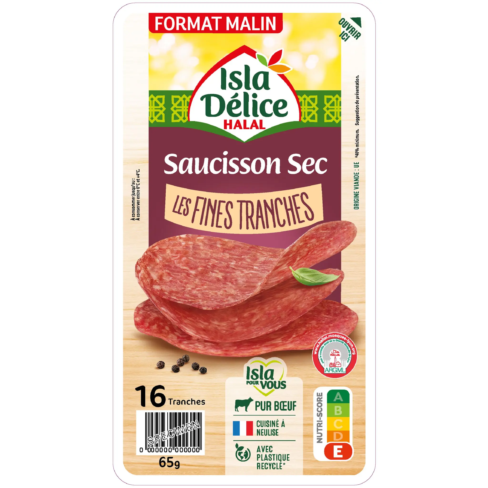 ISLA DELICE Saucisson sec halal tranché