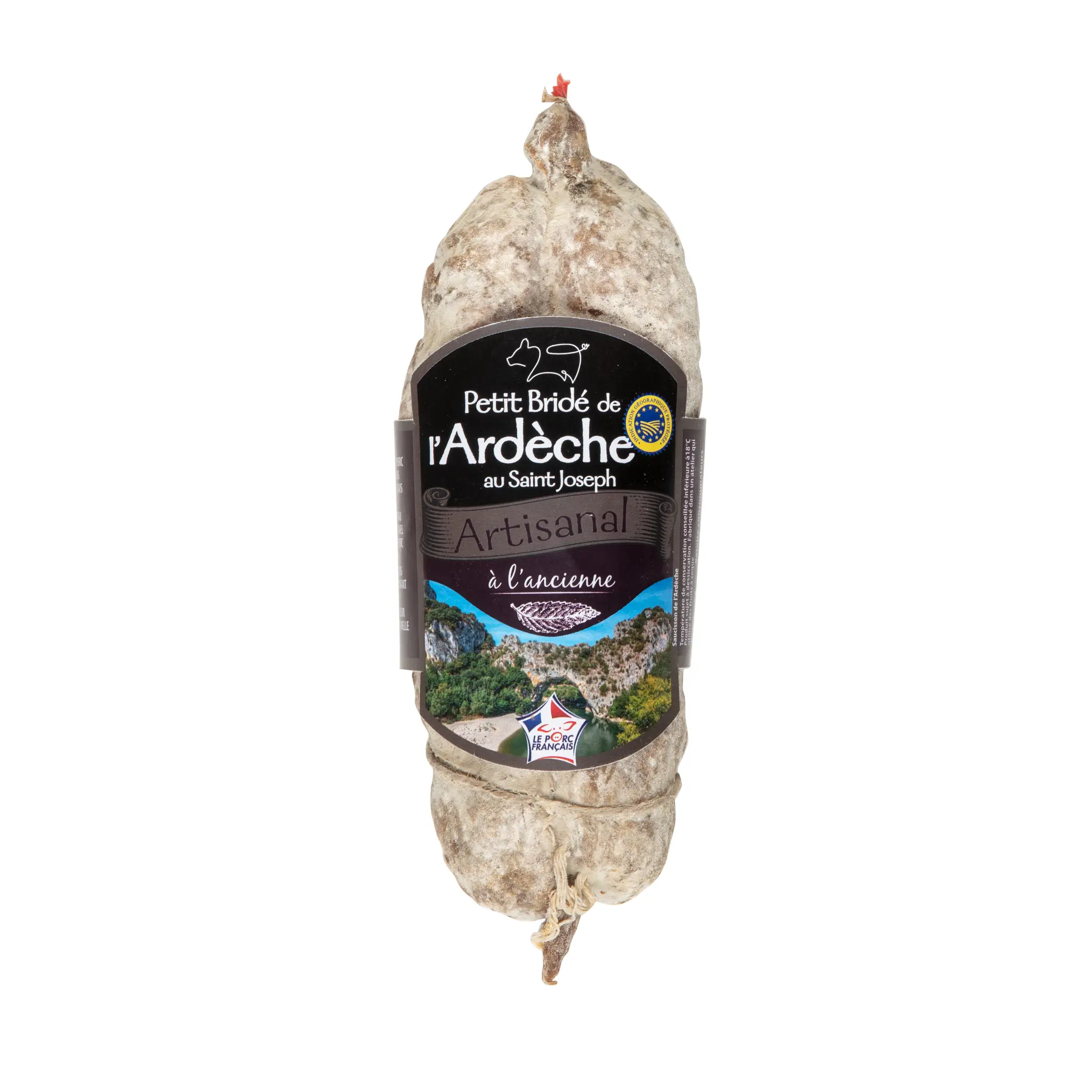Saucisson petit bridé de l'Ardèche IGP au Saint Joseph