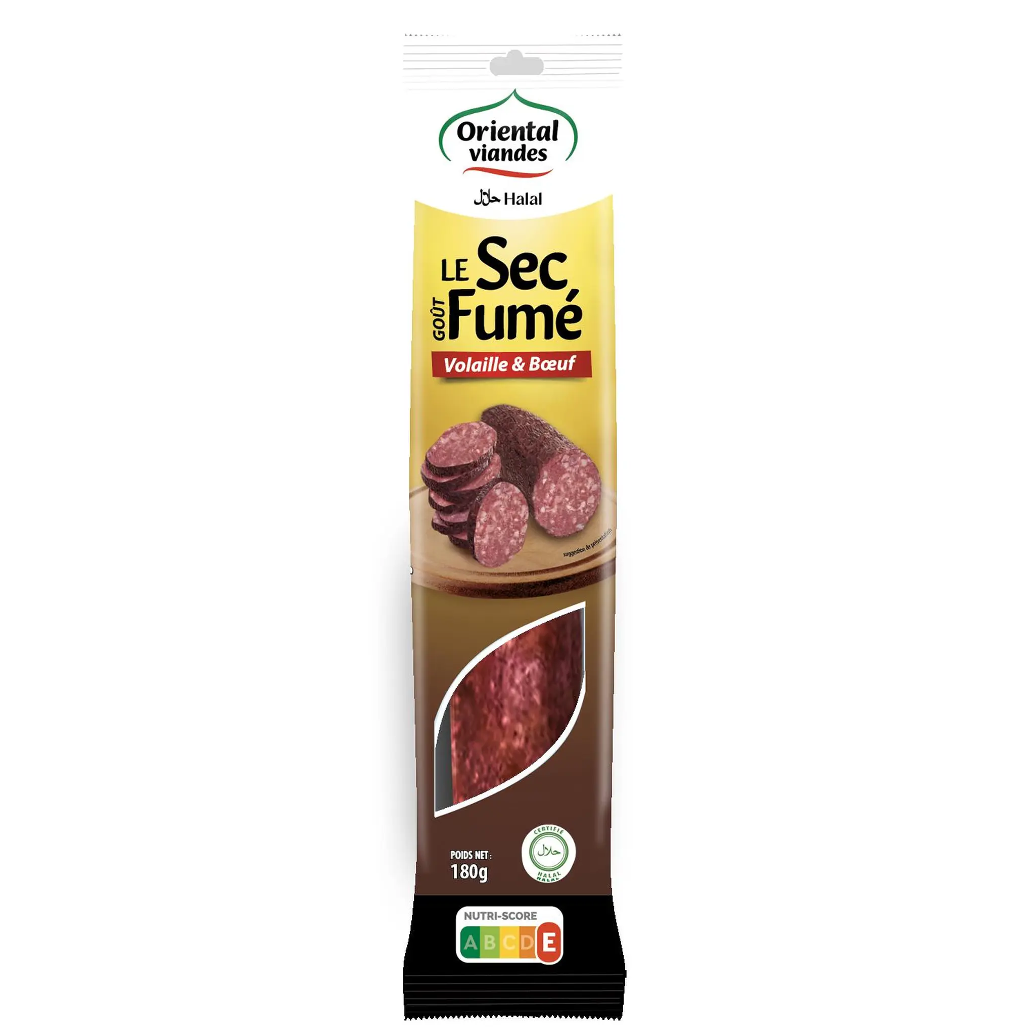 ORIENTAL VIANDES Saucisson sec entier de volaille et boeuf halal fumé