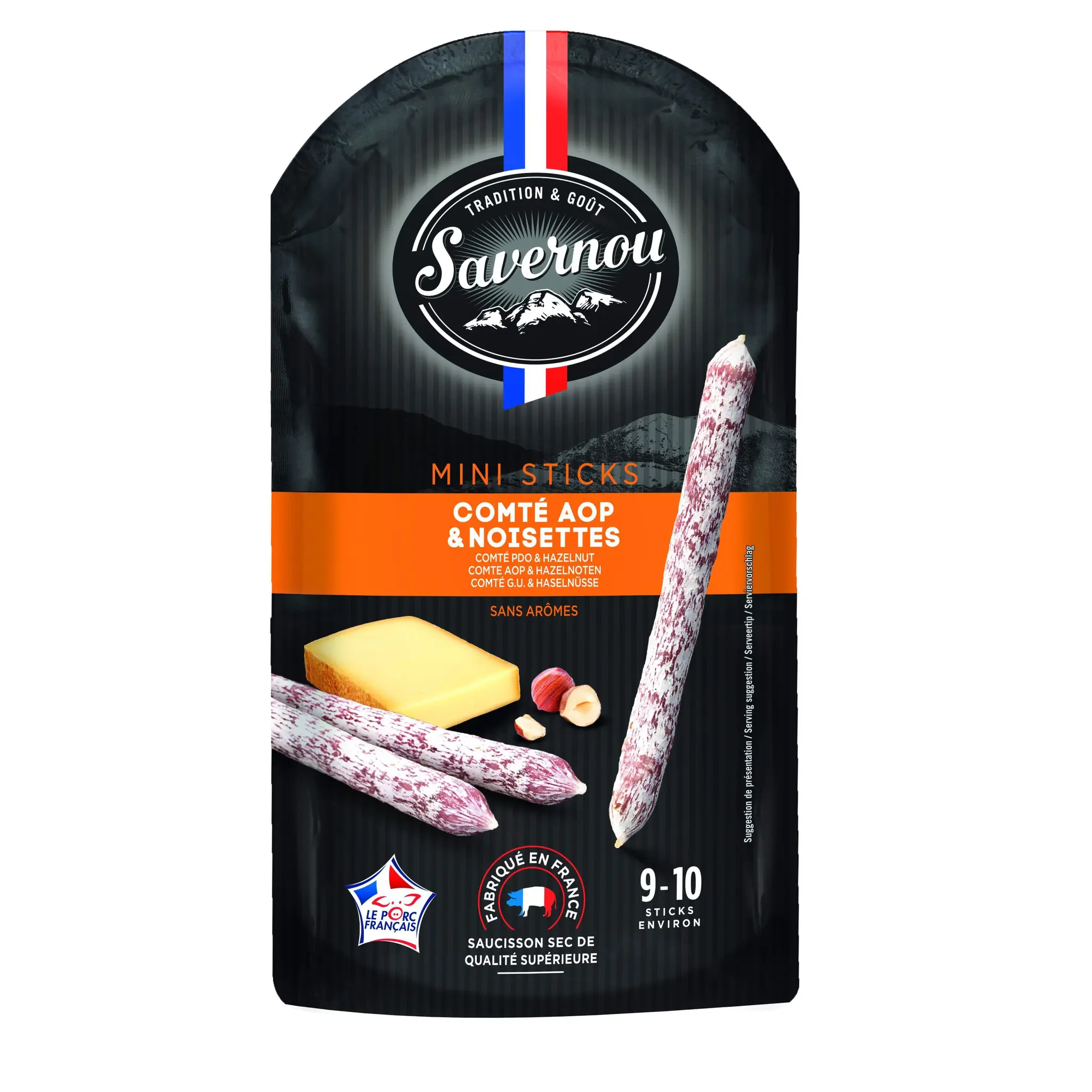 SAVERNOU Mini sticks de saucisson sec au comté AOP et noisettes