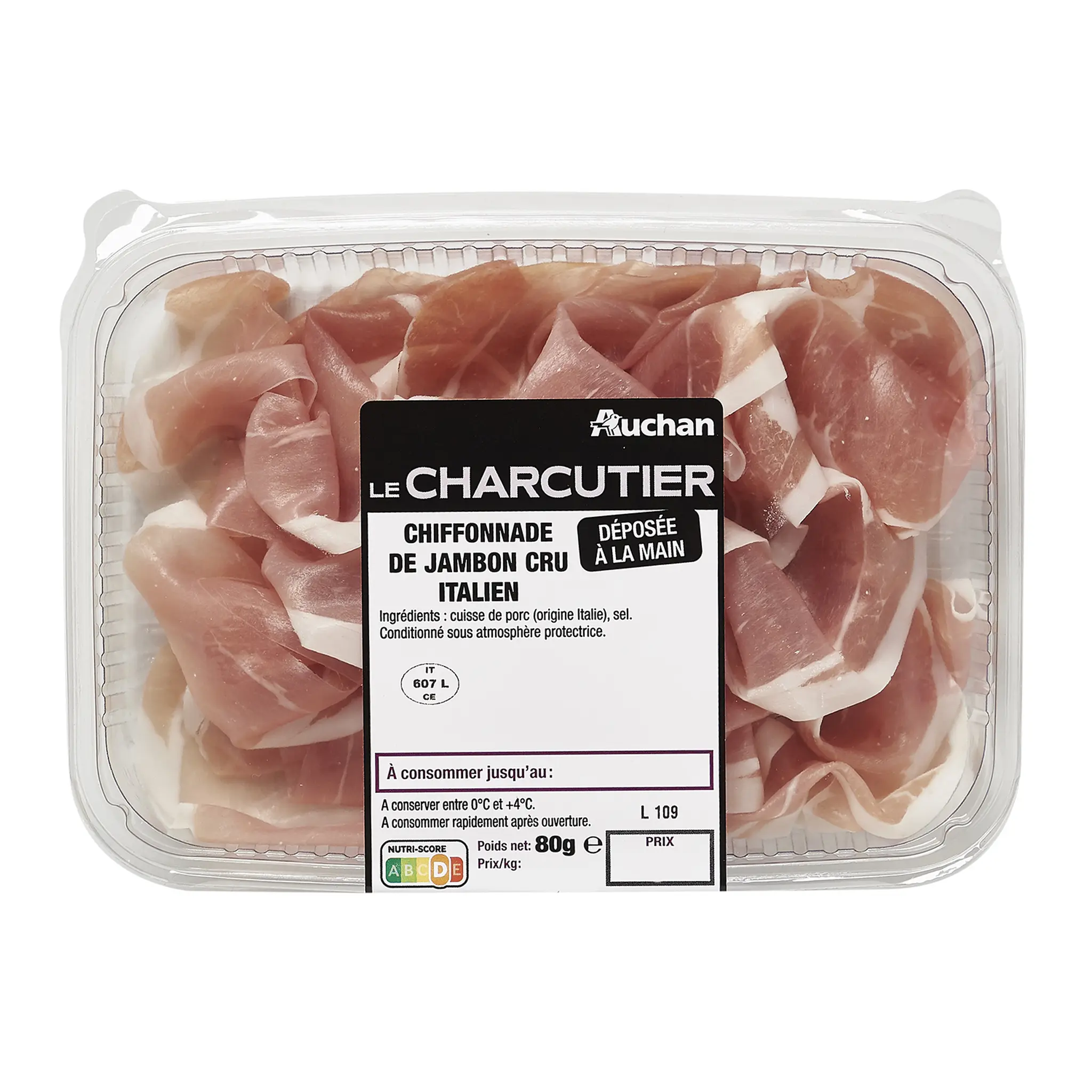 AUCHAN LE CHARCUTIER Chiffonnade de jambon cru Italien