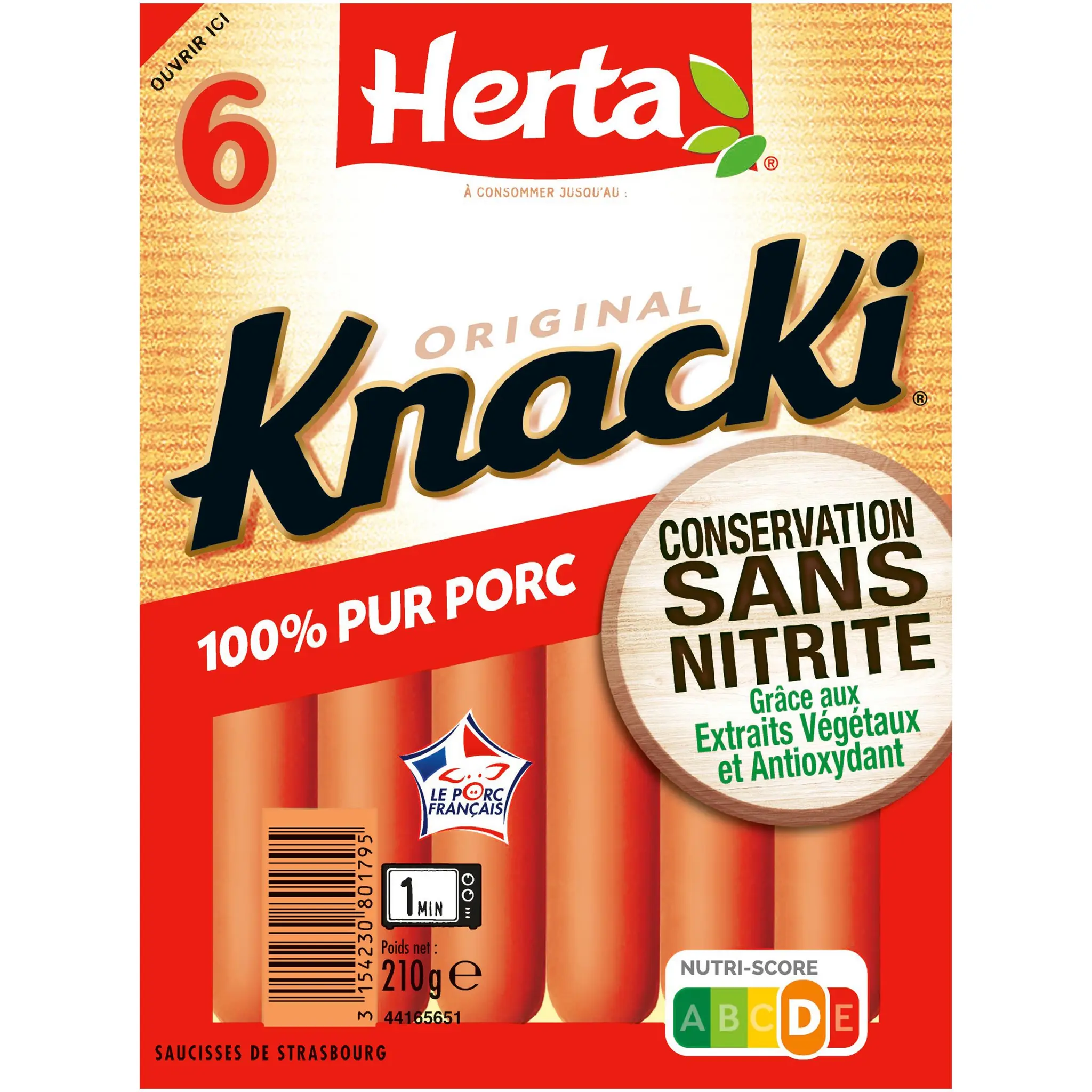 HERTA Knacki saucisse sans nitrite pur porc