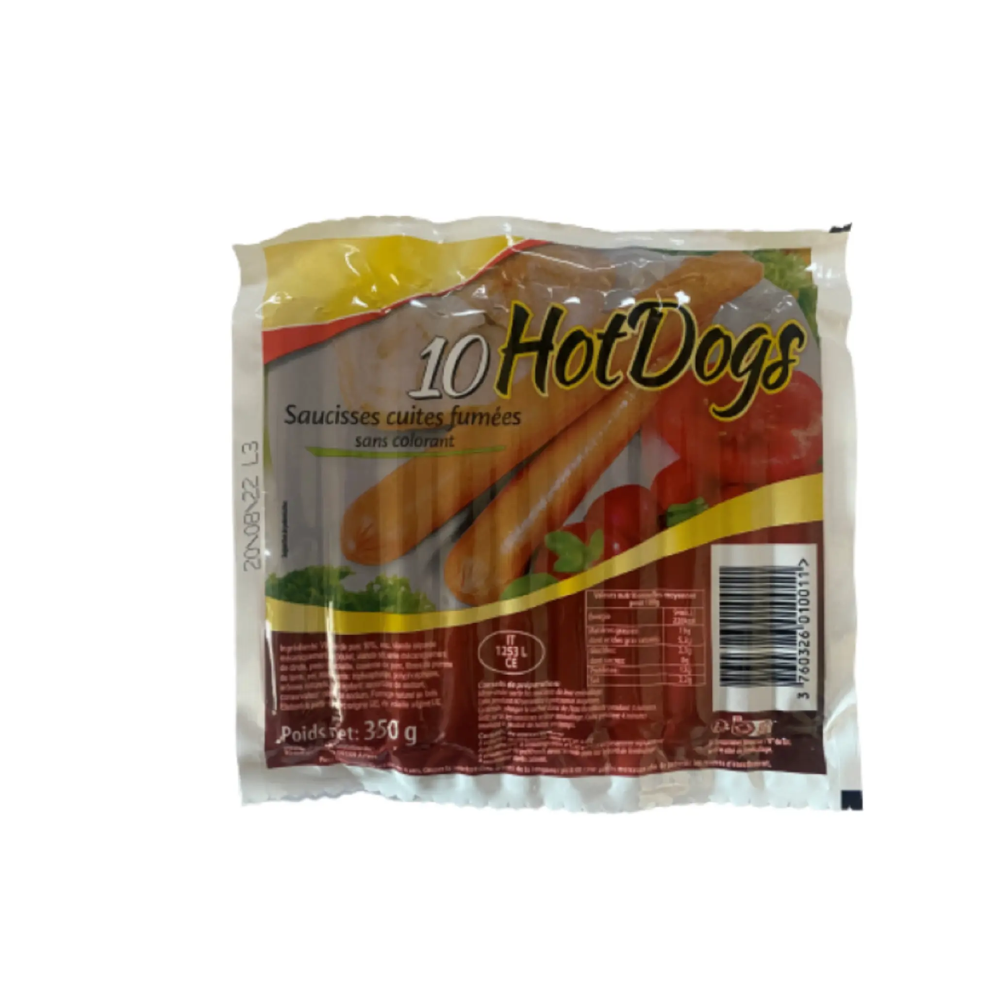 Saucisses cuites fumées pour hot dogs