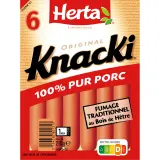 HERTA Knacki 100% pur porc fumage traditionnel au bois de hêtre