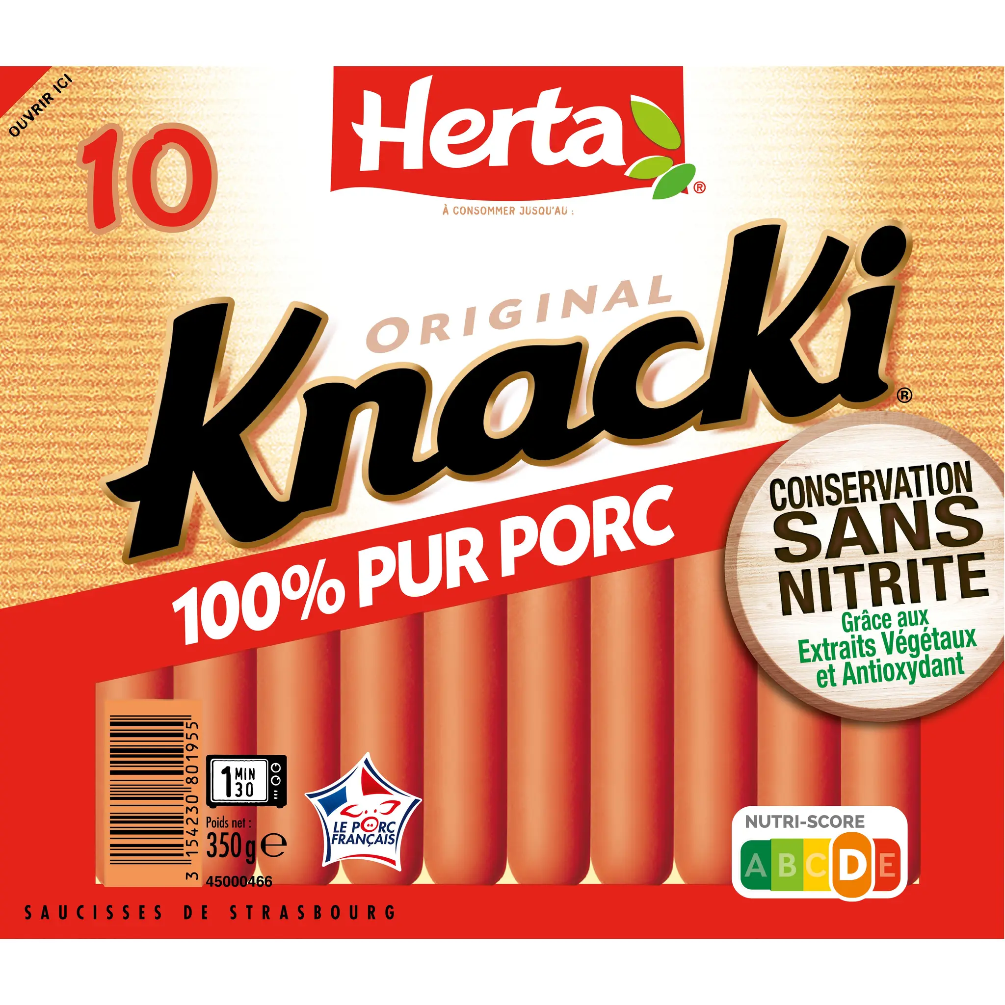 HERTA Knacki saucisse sans nitrite pur porc