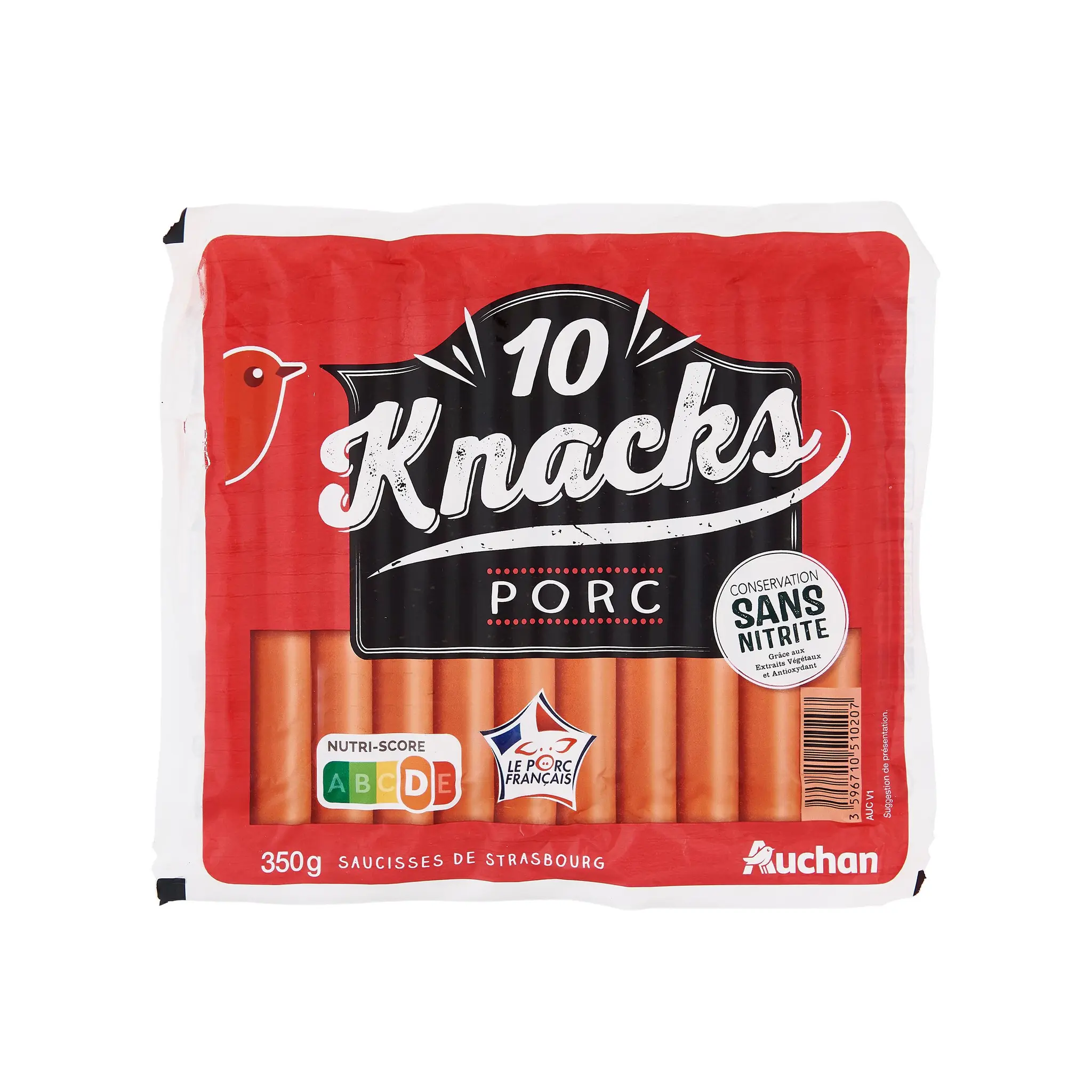 AUCHAN Saucisses de Strasbourg sans nitrite